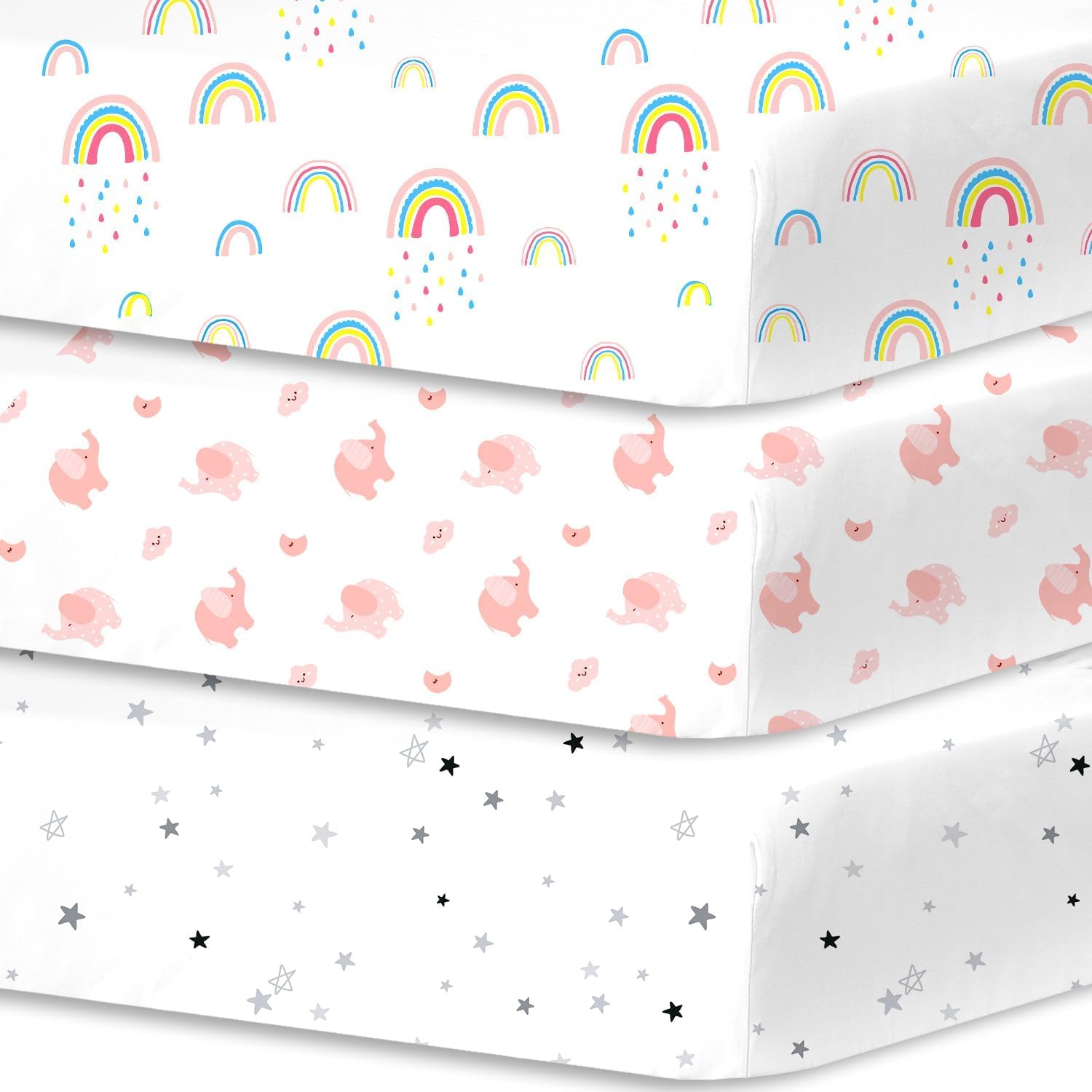 Detalle de Little Grape Land 3-Pack Baby Cot Bed Fitted Sheets (120 x 60 cm) – OEKO-TEX 100 certified microfibre, ultra-soft & breathable