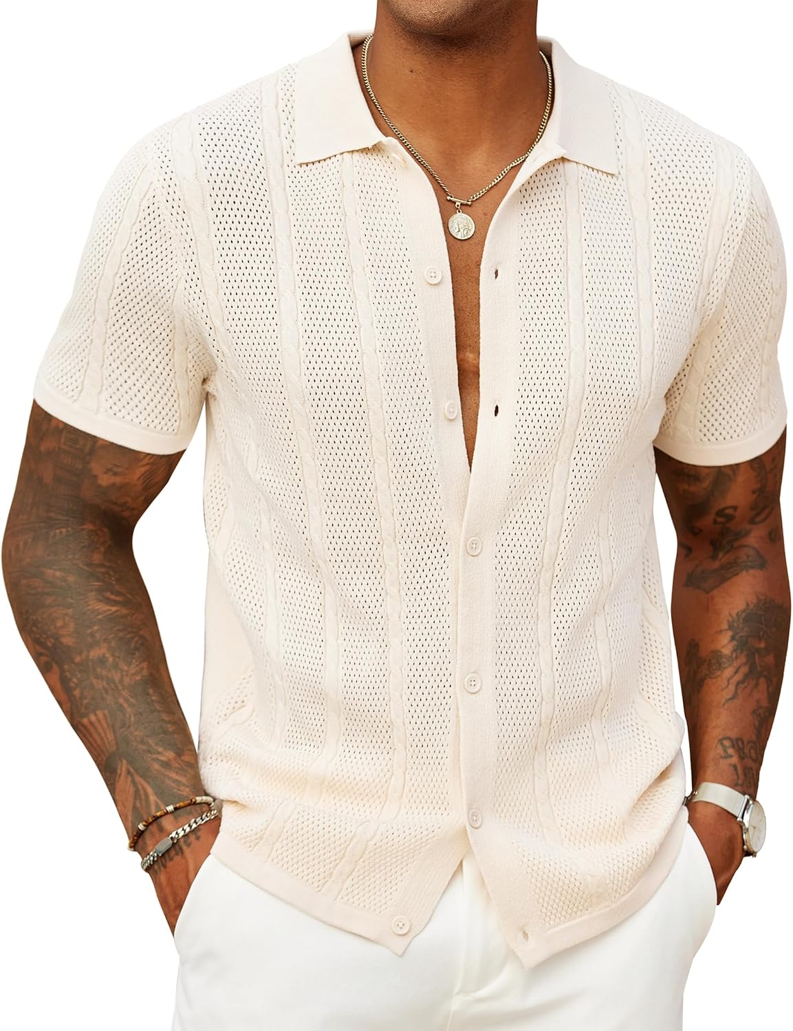 Thumbnail 6 de COOFANDY Knit Button Down Shirt