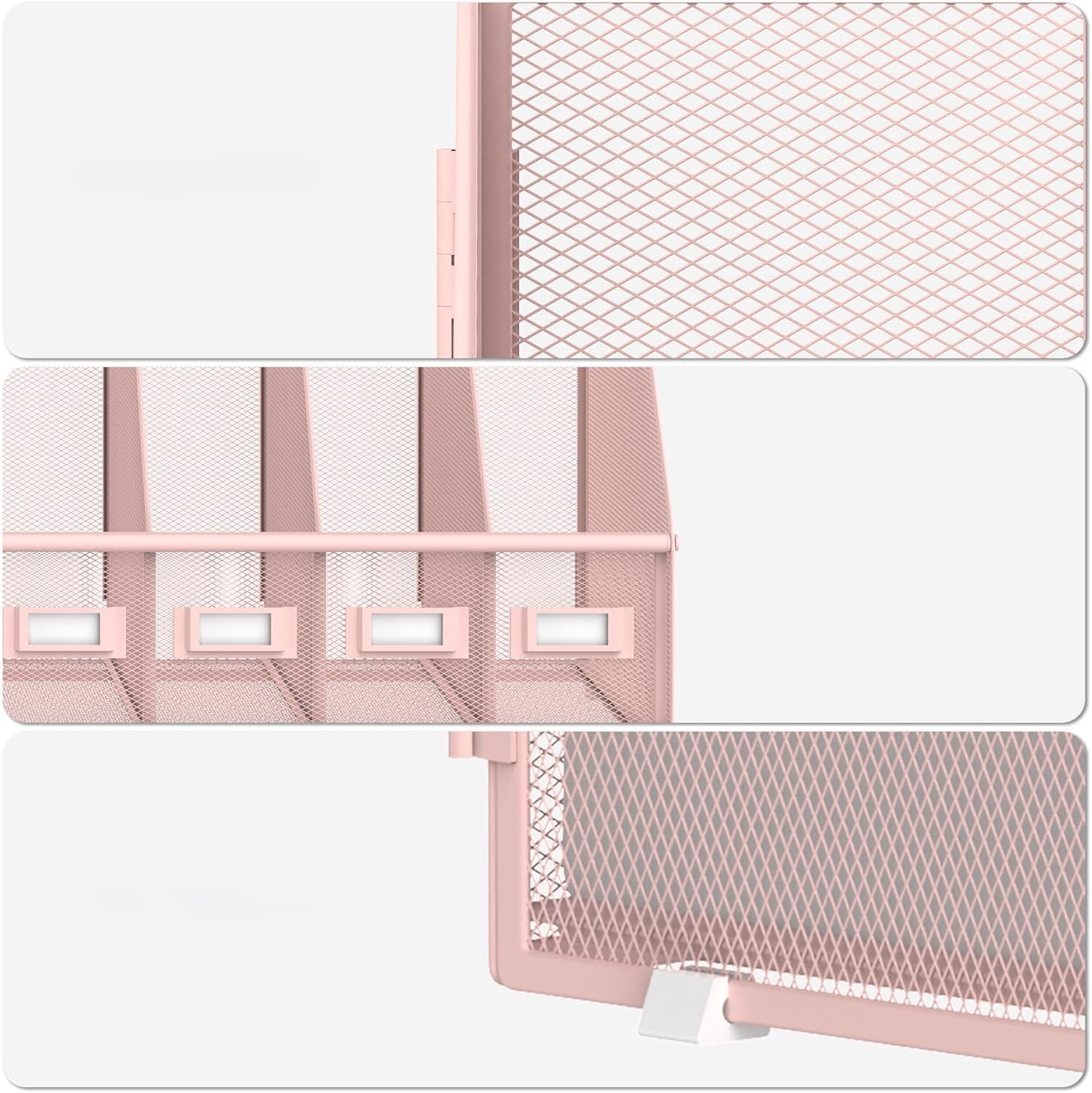 Thumbnail 3 de SUPTIDY Organiseur de bureau en métal avec 5 compartiments verticaux – rose