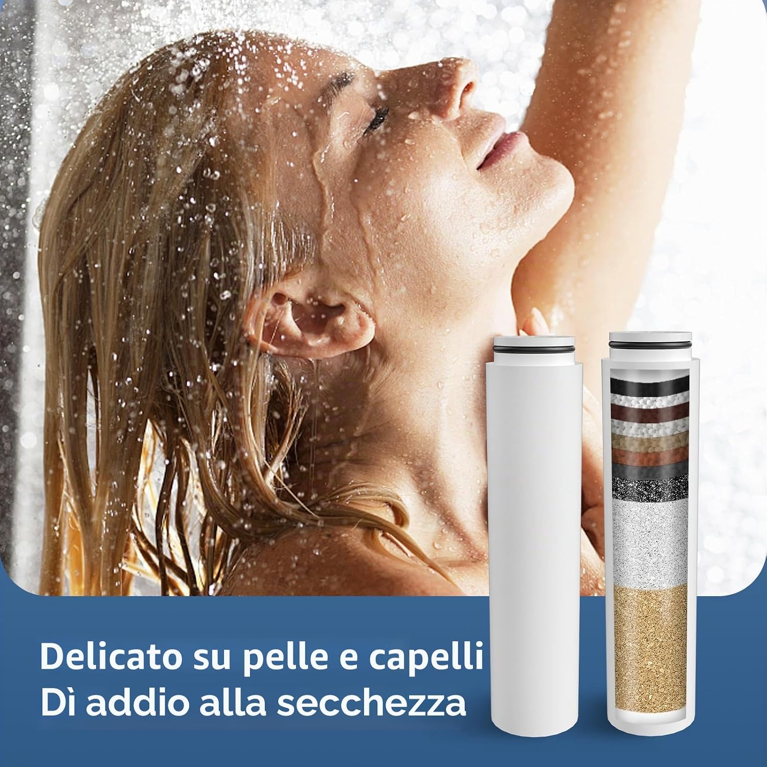 Detalle 2 de Filtri di ricambio Cobbe per soffione doccia – Set 4, elimina cloro e impurità
