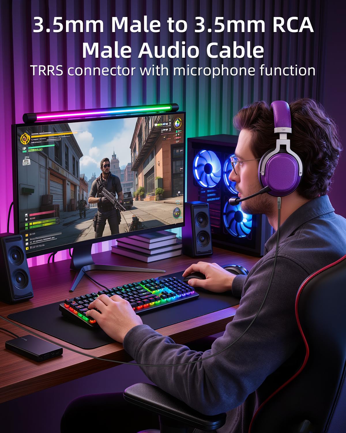 Thumbnail 4 de RIIEYOCA 3.5mm (1/8 inch) Mono TRRS to RCA Audio Video Cable (1.5m, 2-Pack)