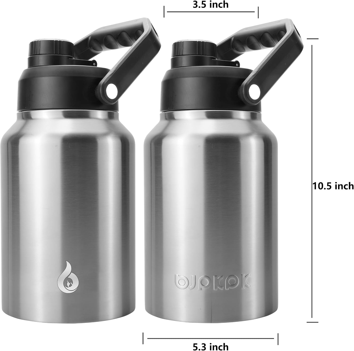 Detalle de BJPKPK 64 oz Insulated Water Bottle – Half Gallon Stainless Steel Jug with Ergonomic Handle