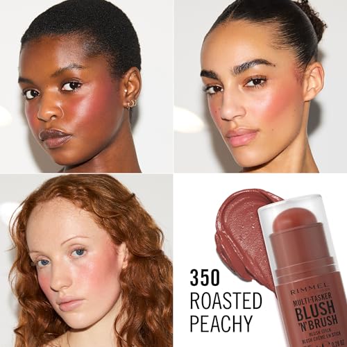 Detalle 2 de Rimmel London Multi-Tasker Blush'N'Brush Stick - Rosé Peach 8g, tonalità modulabile