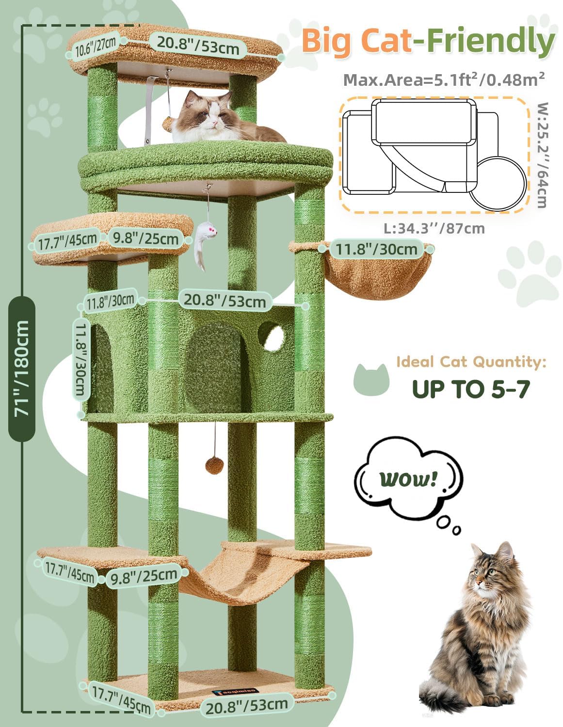 Detalle 2 de Taoqimiao MS034T Rascador para gatos 180 cm