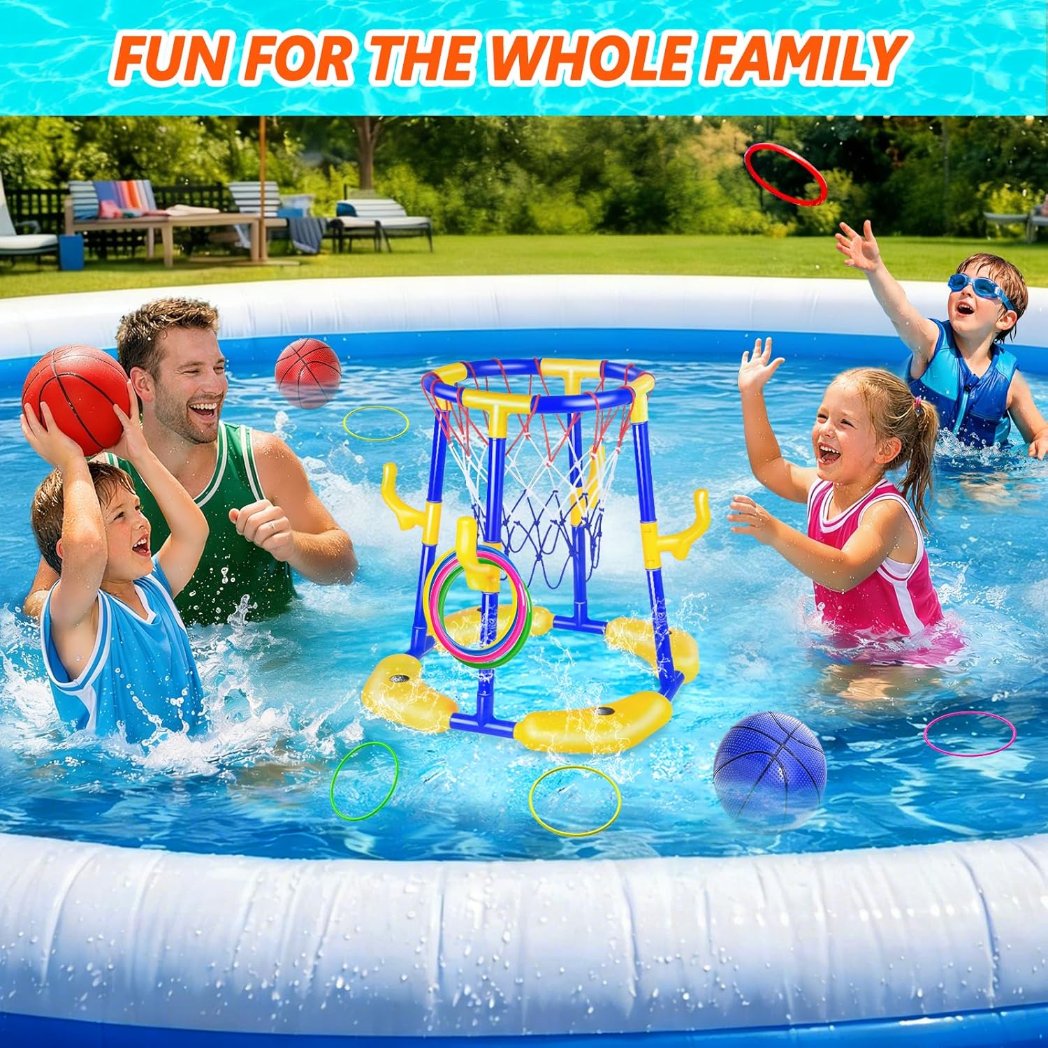 Detalle de Doviden Pool Basketball Hoop Floating with Anti-Tip & Anti-Drift Design