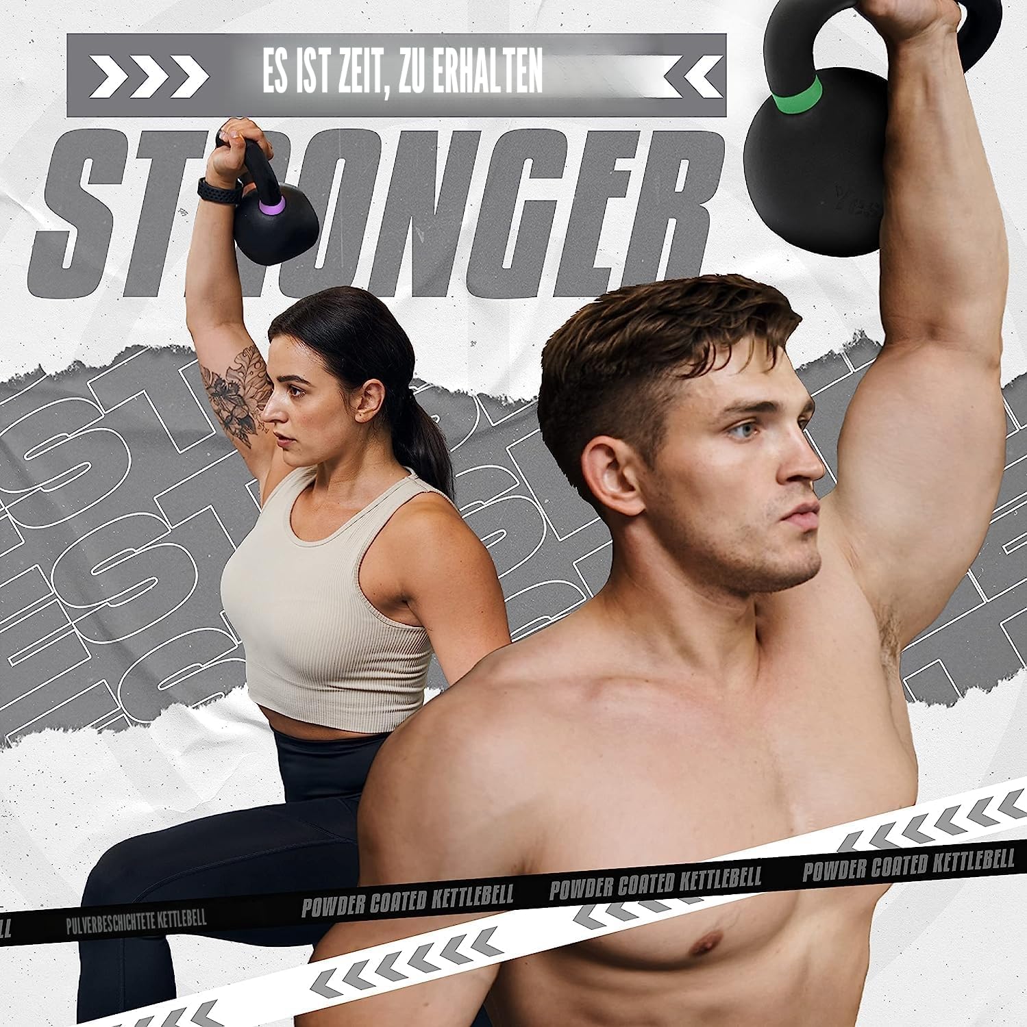 Thumbnail 6 de Yes4All Kettlebell aus Gusseisen, 4–32 kg, pulverbeschichtet – farbcodeierte Ringe