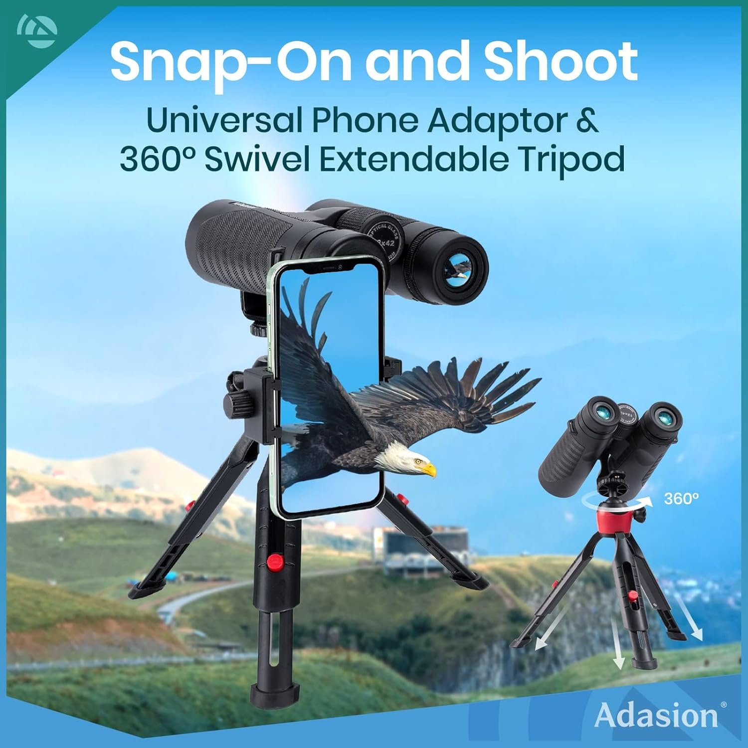 Thumbnail 3 de Adasion 12x42 HD Binoculars: Long-Range, Light & Weather-Ready with Phone Adapter