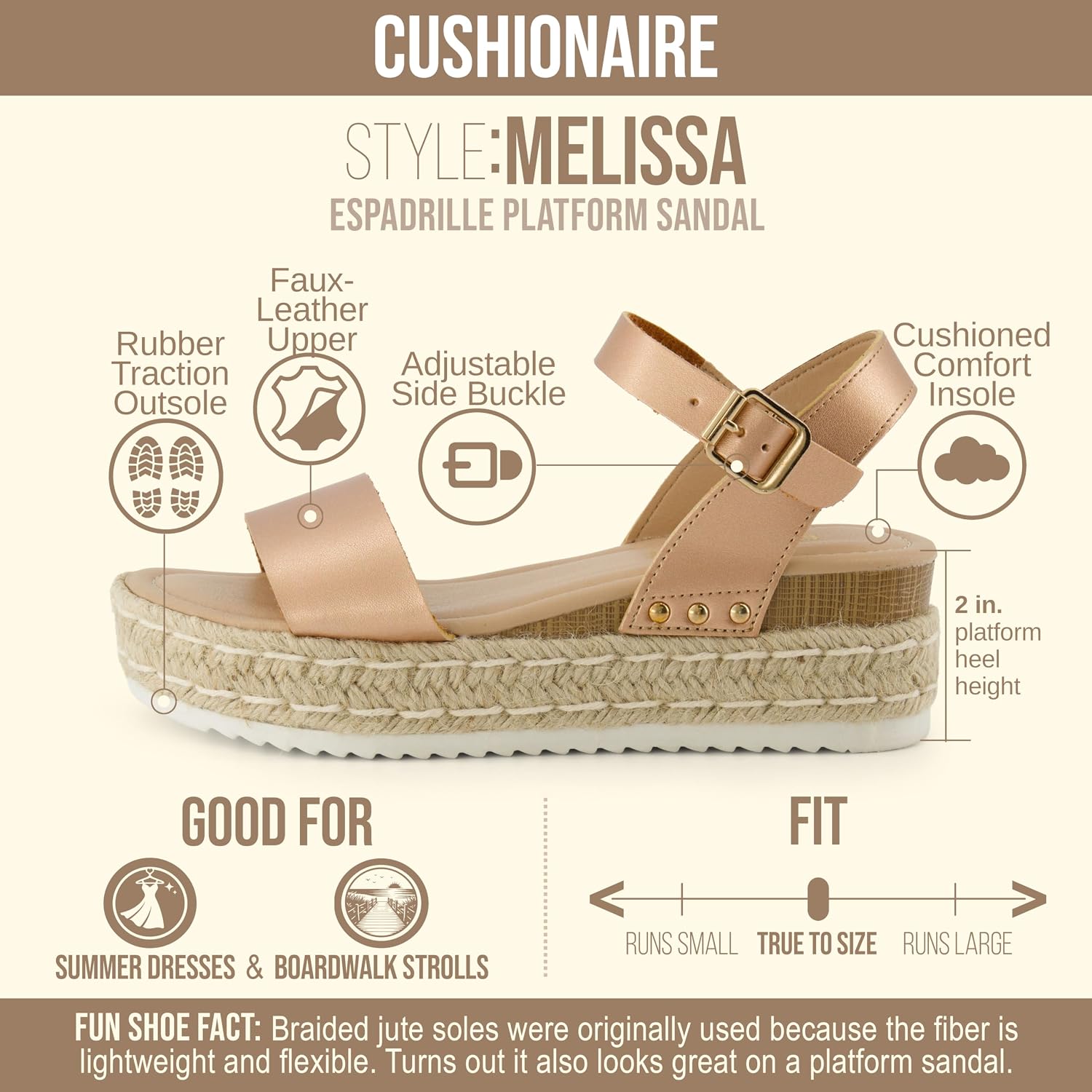 Detalle de CUSHIONAIRE Melissa Espadrille Platform Sandals for Women