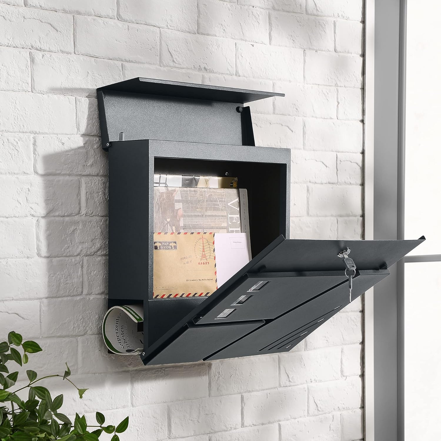 Detalle de SONGMICS Wandbriefkasten GMB053G02 Anthrazit