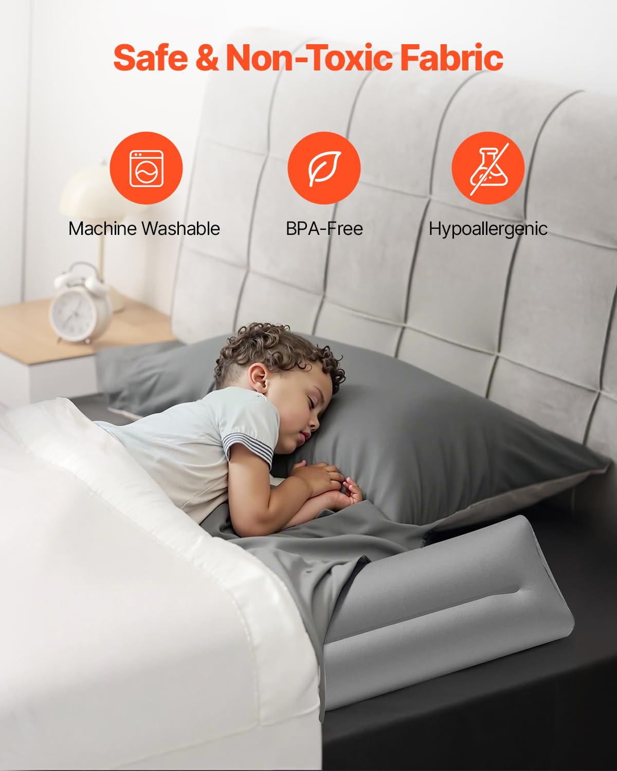 Detalle de VEVOR Paracolpi per Letto per Bambini Piccoli, 1205 x 160 x 180 mm, Sponda Gonfiabile con Pompa Manuale (2 pezzi)