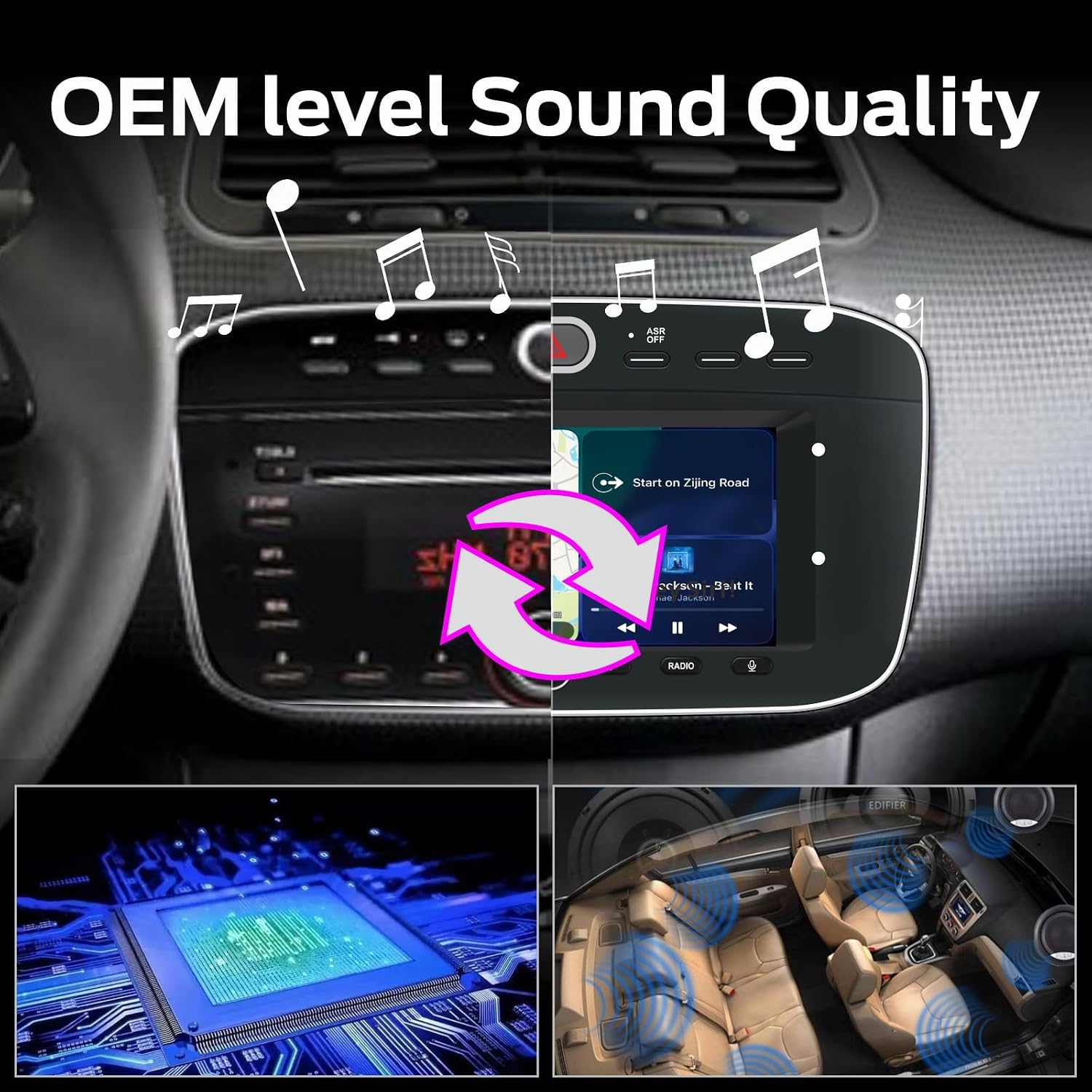 Detalle de Autoradio Linux LXKLSZ per Fiat Punto (2010-2016) e Fiat Linea (2012-2015) con CarPlay Wireless e Android Auto