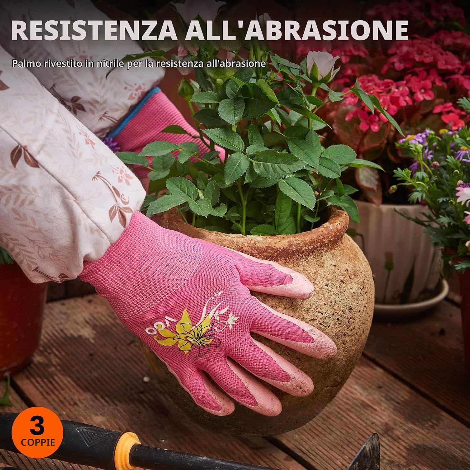 Thumbnail 2 de Vgo... 3 paia Guanti da Lavoro Donna in Nitrile NT2110, rivestimento in PU antiscivolo – 3 colori