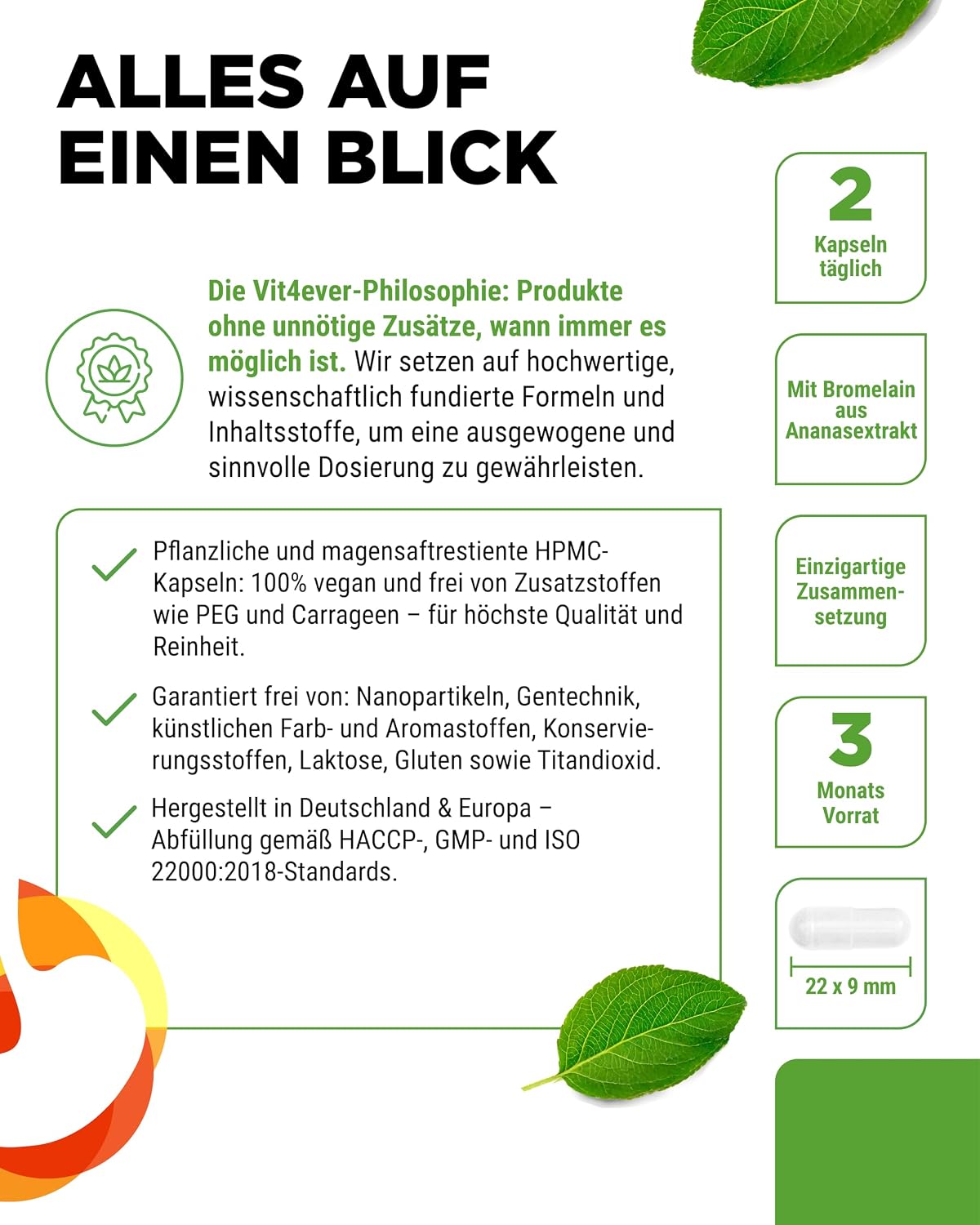 Detalle 2 de vit4ever Verdauungsenzyme 180 Kapseln