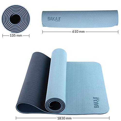 Thumbnail 4 de BAKAJI Tappetino Yoga in TPE Ecologico Doppia Superficie, 180 x 61 cm, 6 mm, Custodia Inclusa