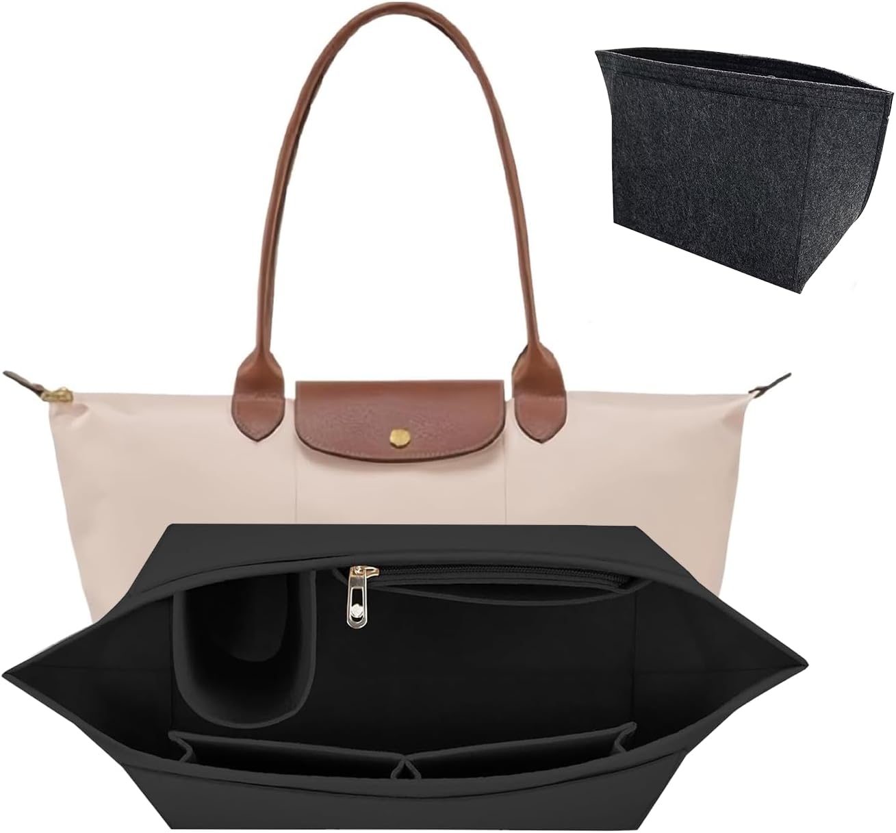GREATRICH Organisateur de Sac en Felt pour Longchamp – 25x15x19 cm, Noir
