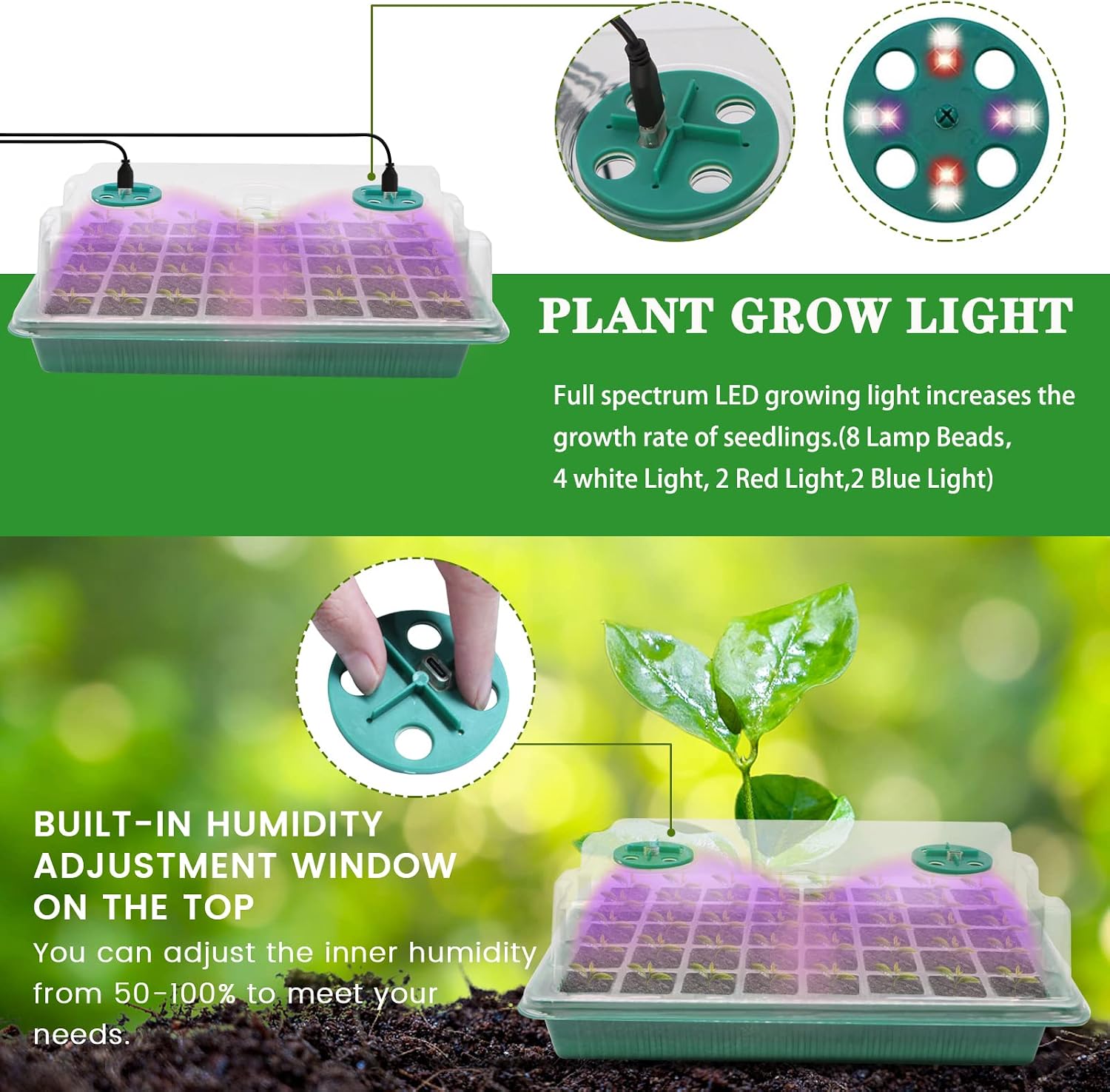 Detalle 2 de Seed trays with grow light, 2m timer controller