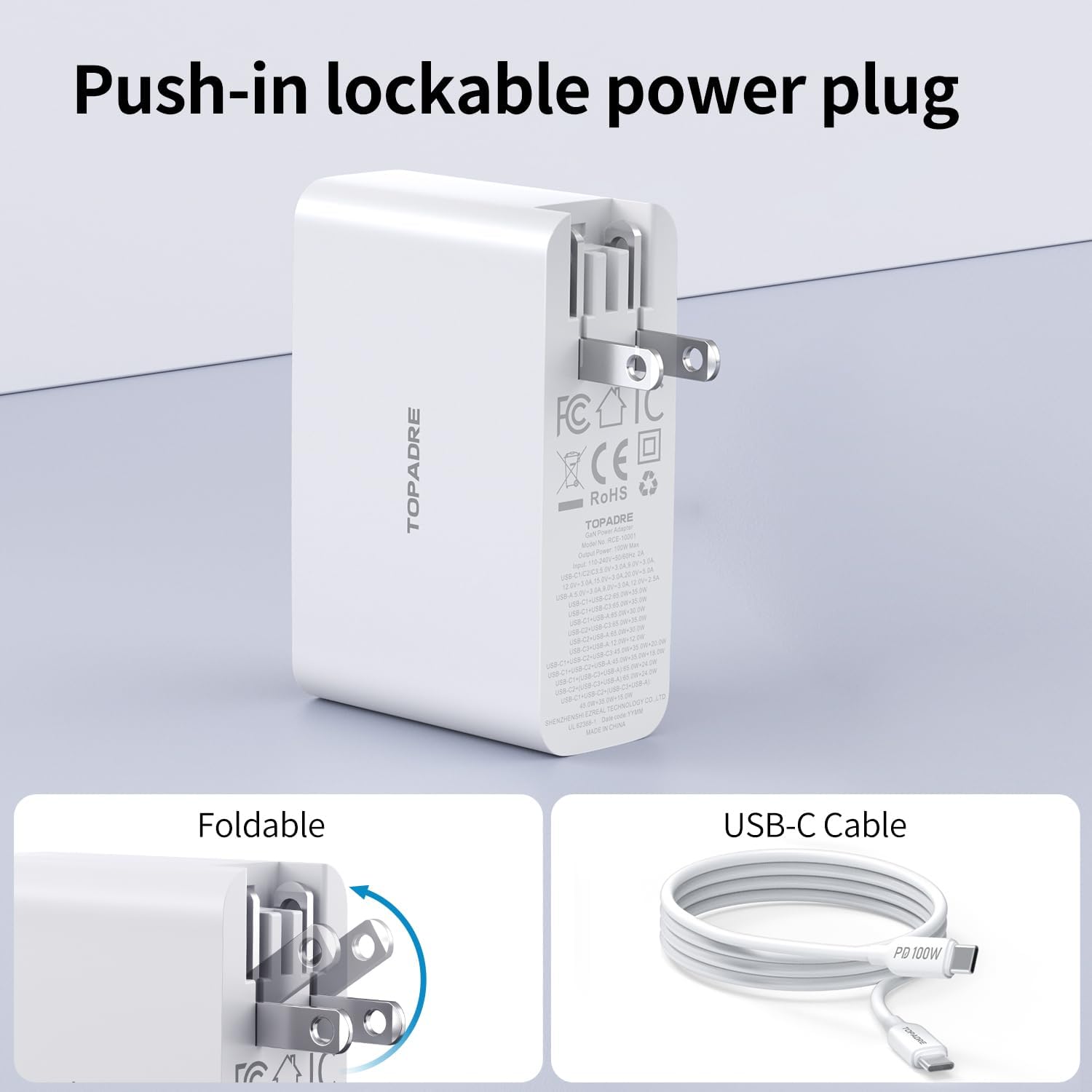 Thumbnail 3 de TOPADRE 100W USB C International Travel Adapter with 4 Ports