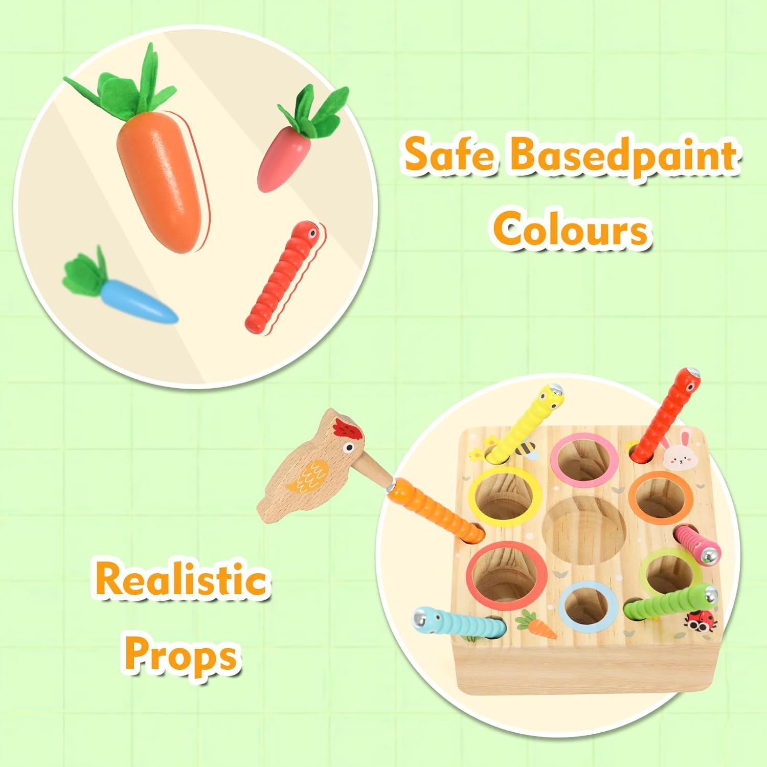 Detalle 2 de Wooden Carrots Sorting Toy 12 Months
