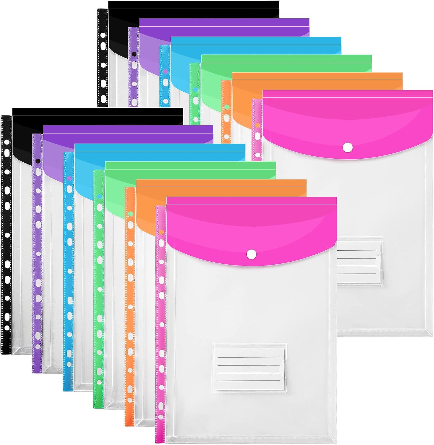 TOOELMON Punched Pockets A4 Wallets 12 Pack