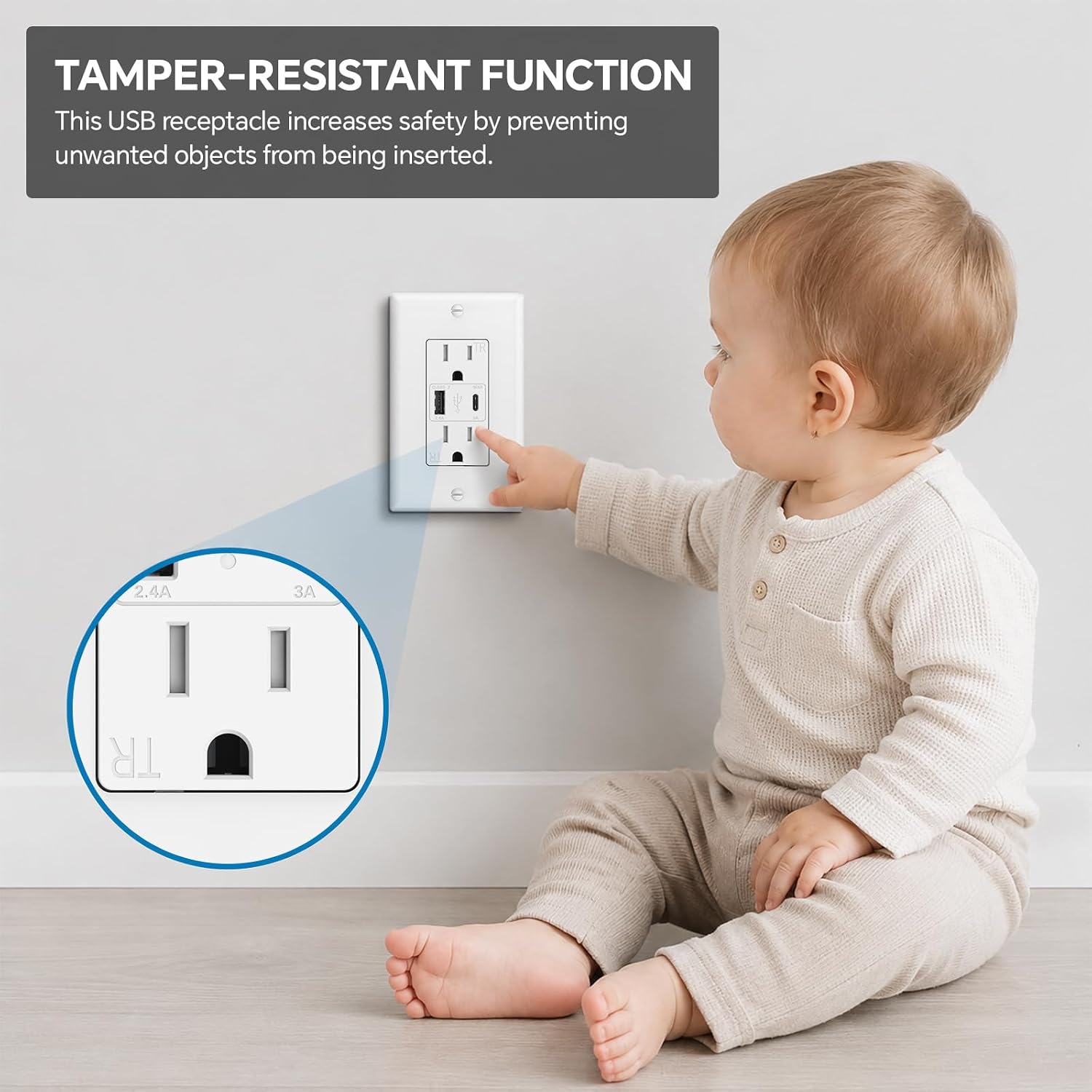 Thumbnail 2 de ThunderWay 6Y520C-2151-W-1PK USB Wall Outlet, 21W USB-C/USB-A, 10-Pack