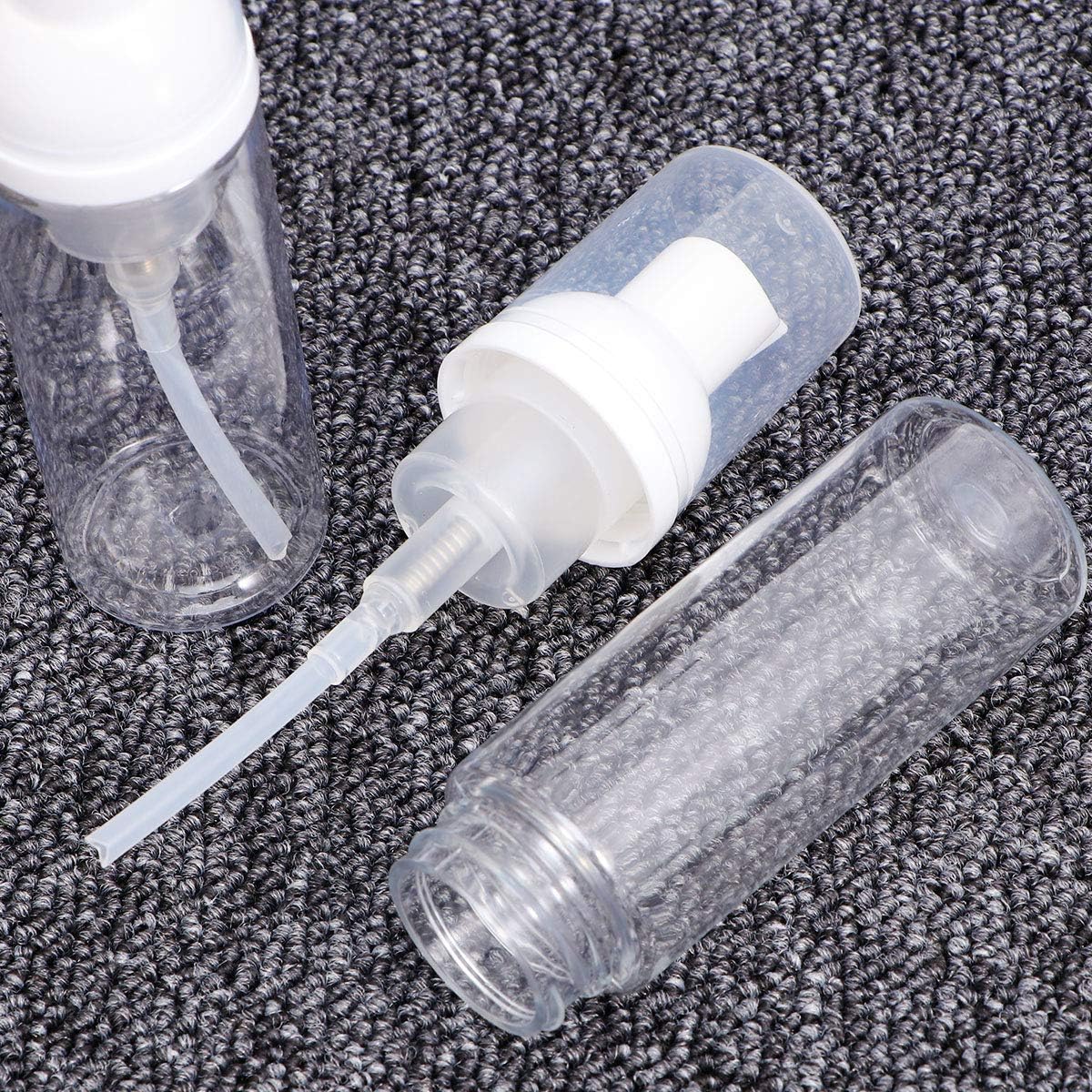Detalle 2 de Healifty 12pc Plastic Foam Dispenser Bottles (Refillable, 50ml) – White travel hand soap & shampoo containers