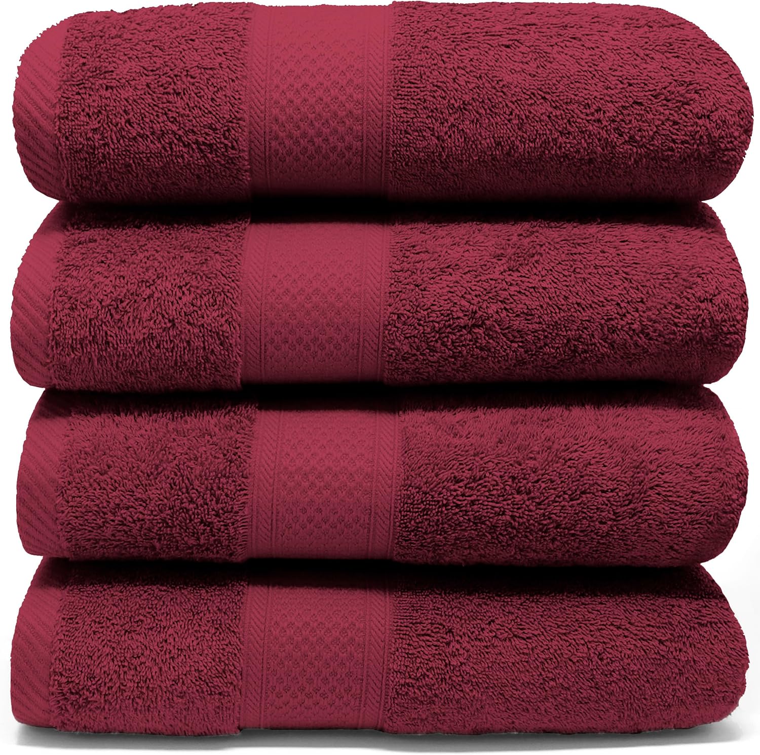 Detalle de LEBENGOOD Serviette de bain badhanddoeken, set van 4 in bordeaux