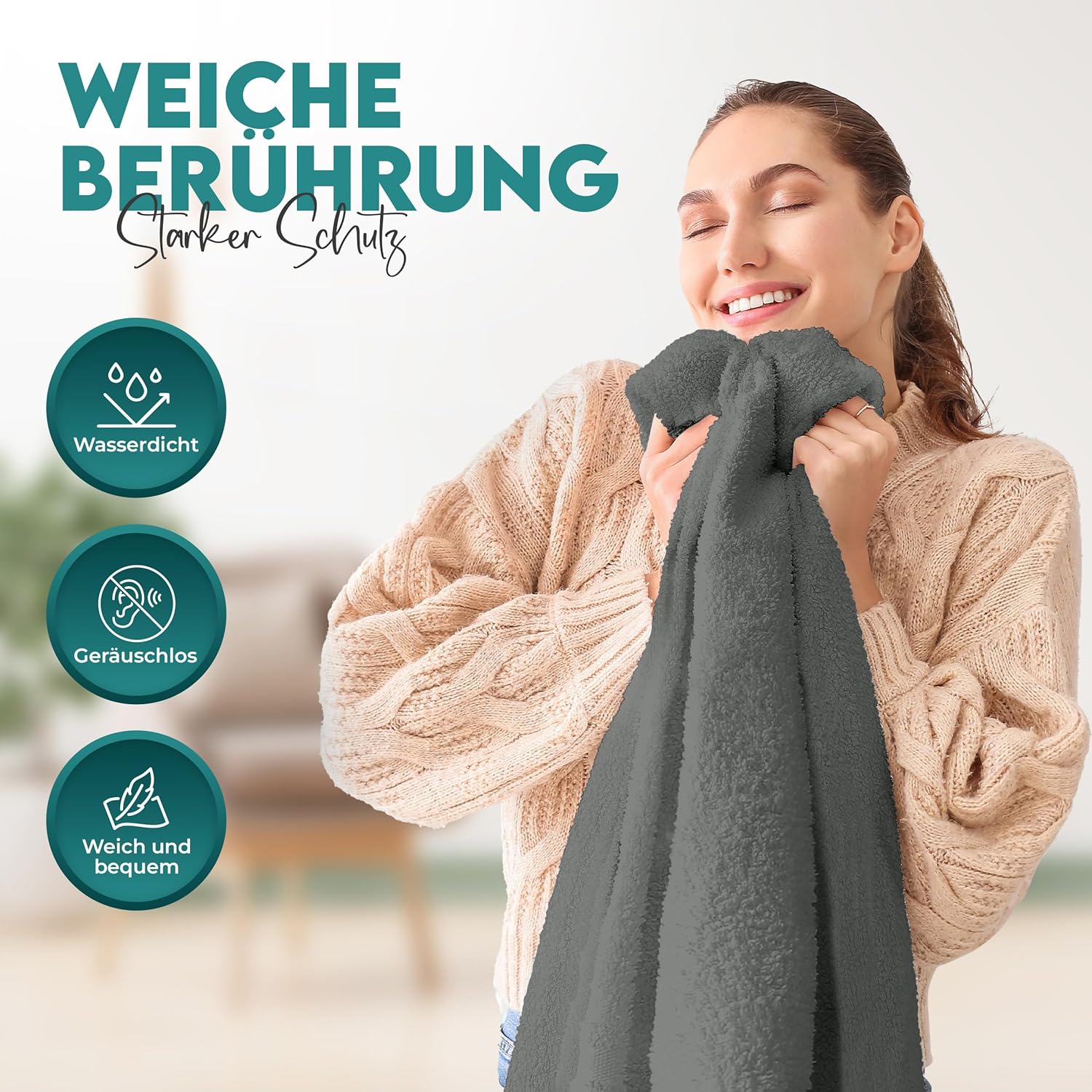 Thumbnail 6 de Utopia Bedding Matratzenschoner 90 x 200 cm wasserdicht (Frottee), Oeko‑Tex, atmungsaktiv, grau