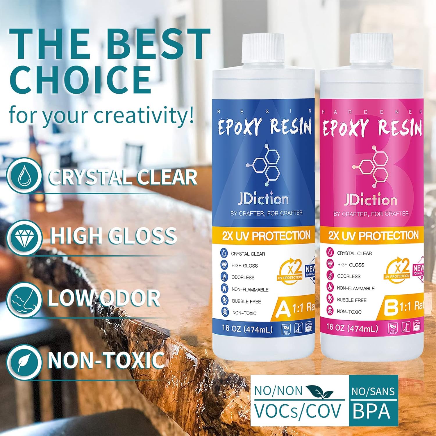 Thumbnail 4 de JDiction Epoxy Resin 948ml/32oz UV Resistant Crystal Clear Kit (2x bottles)