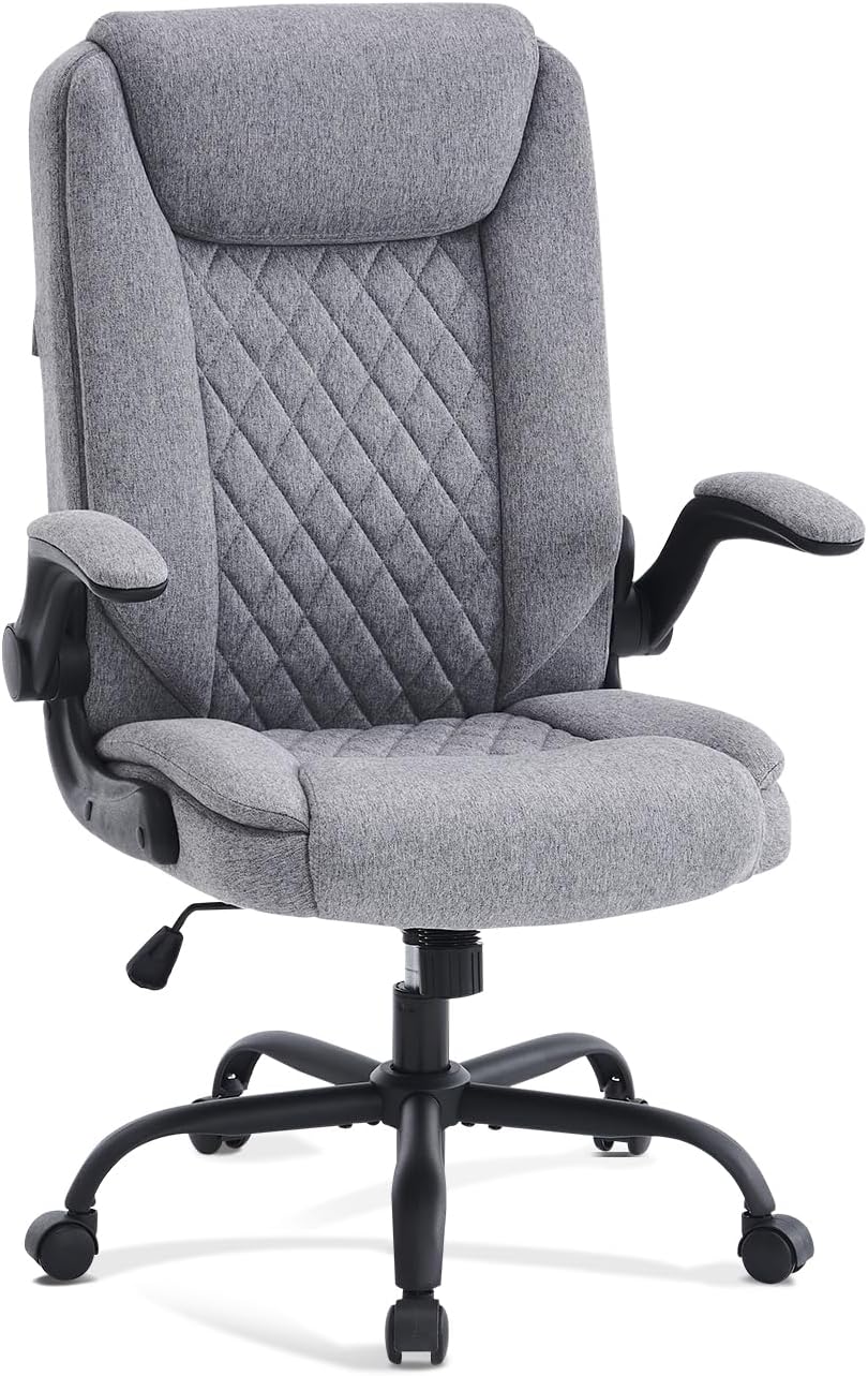 Detalle de CASTLOVE Bürostuhl Ergonomisch – Chefsessel mit gepolsterten Armlehnen, Kopfstütze und 150 kg Tragfähigkeit