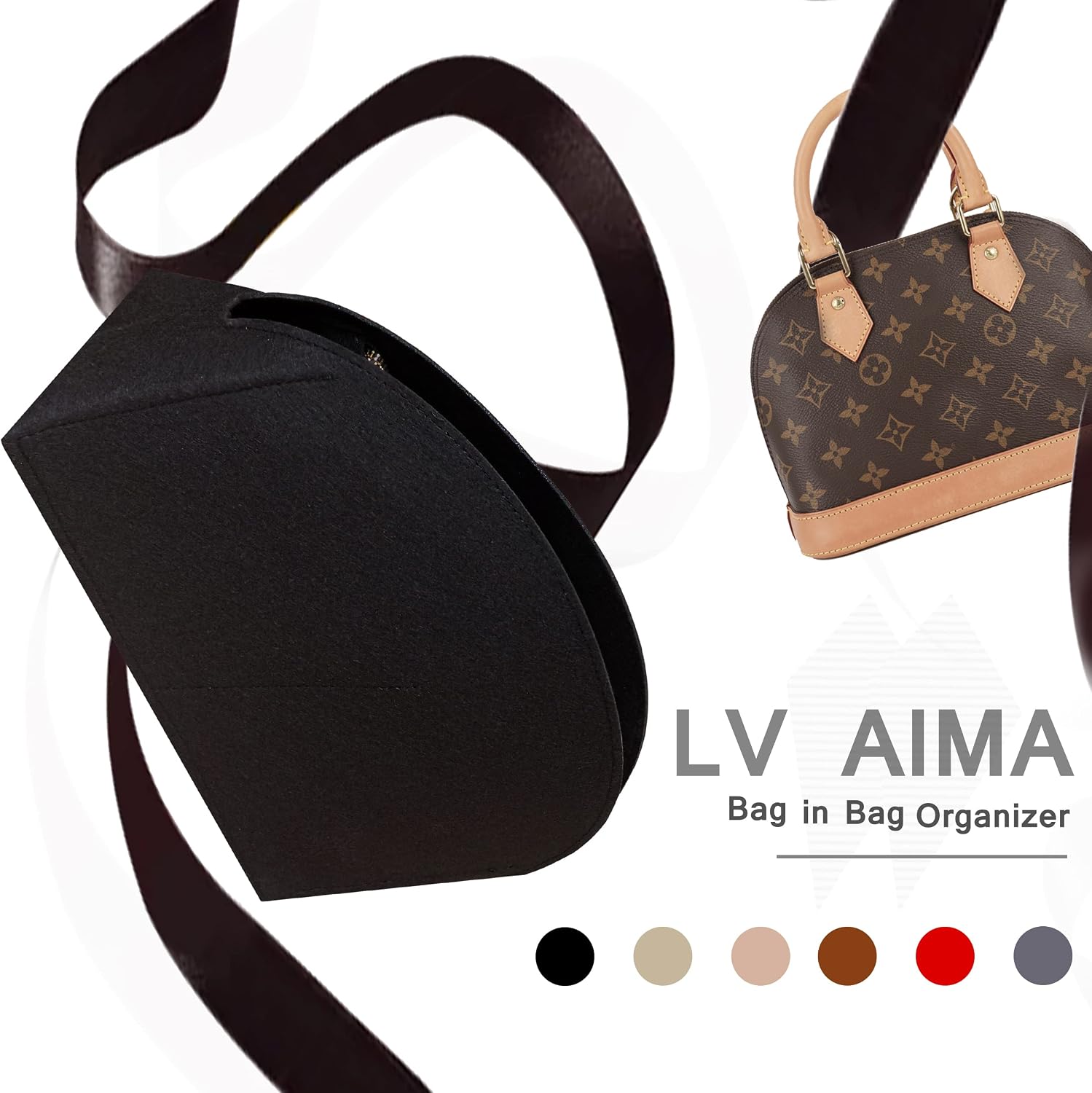 Thumbnail 1 de Soyizom felt bag organiser insert for Alma BB / Alma PM (felt liner organiser)