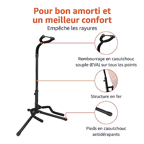 Detalle de Amazon Basics Support de Guitare Pliable Portable — Support tripode léger et réglable