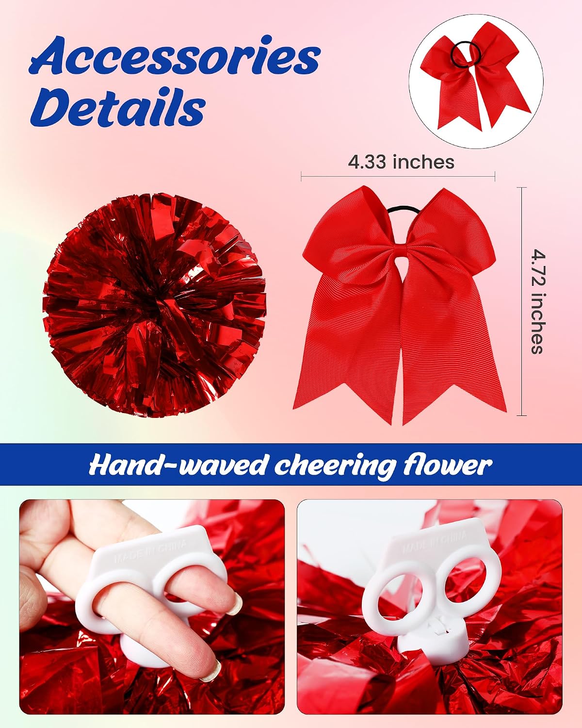 Detalle de WooHand Cheerleader Outfit for Girls with Top, Skirt, Pom-Poms and Socks