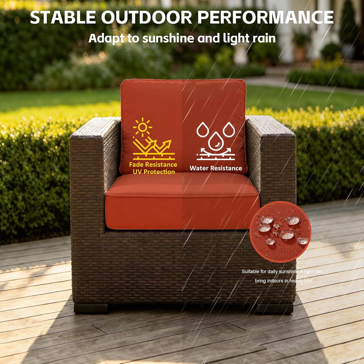Detalle 2 de Localive Deep Seat Patio Cushion Set of 2, Quarry Red, Water-Resistant