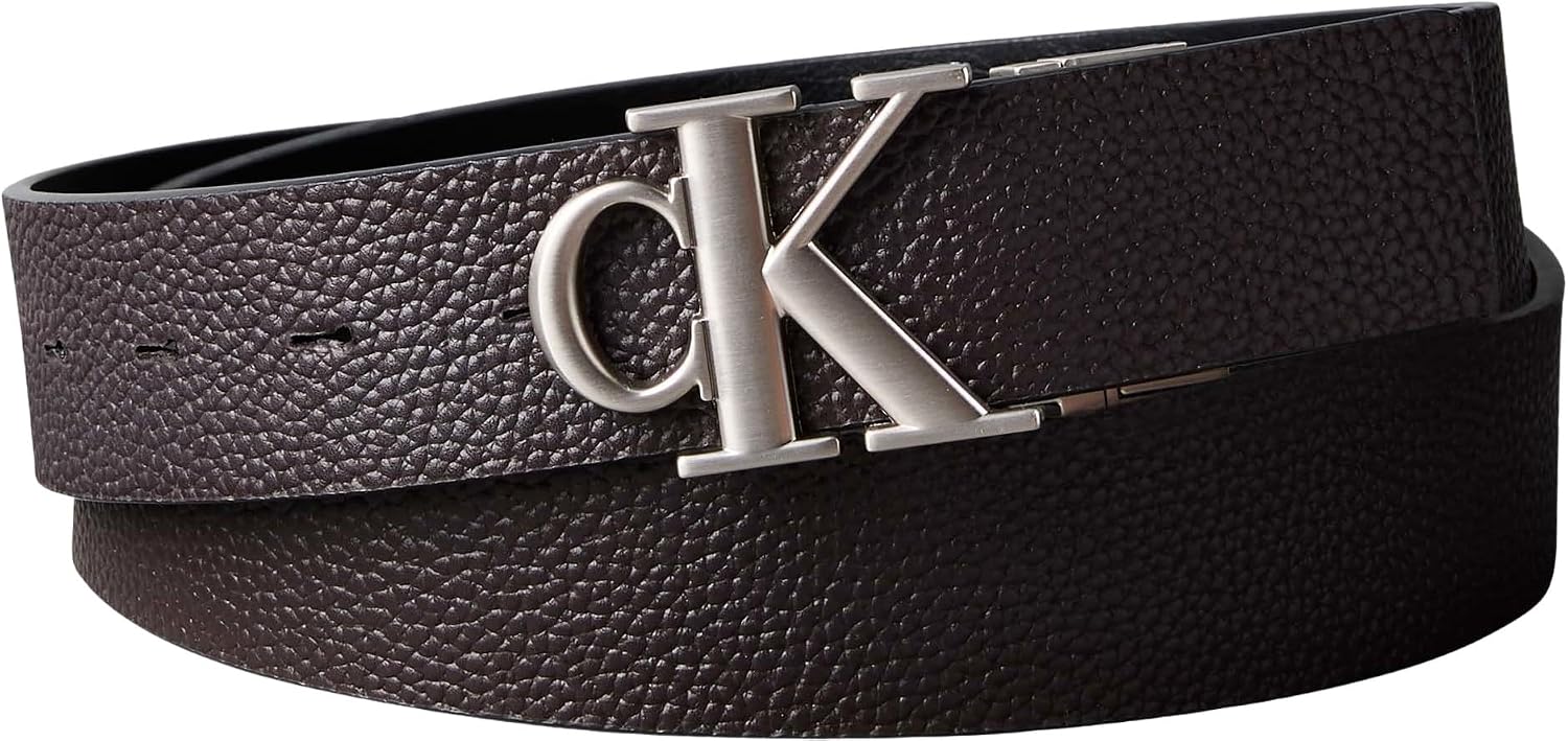 Detalle de Calvin Klein Men's Ck Buckle Tumbled 35mm Adj/Rev Belt – Pack of 1
