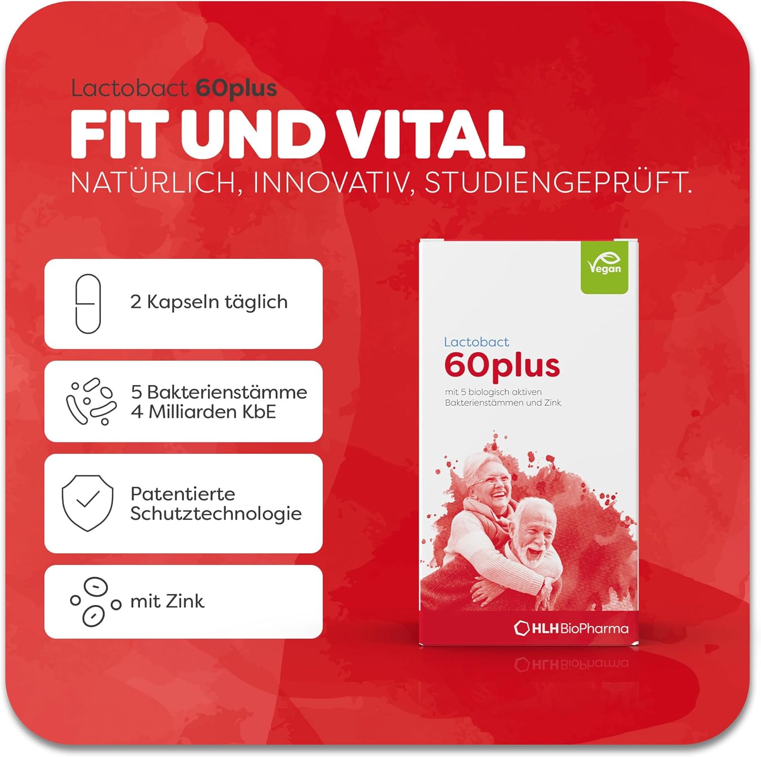 Thumbnail 1 de Lactobact 60plus (180 Kapseln) – Mikroorganismen & Zink unterstützen Immunität & Knochen