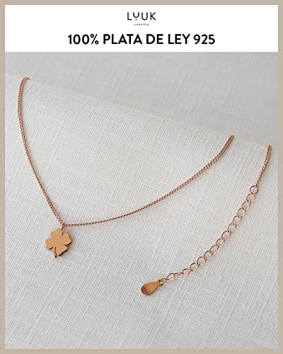 Thumbnail 3 de LUUK LIFESTYLE collar de plata de ley 925 con colgante trébol de cuatro hojas y baño oro rosa