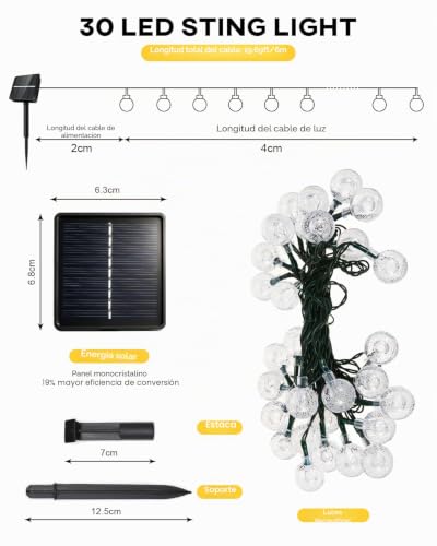 Thumbnail 1 de Auting Cadena de luces solares para exterior 6M 30LED IP65