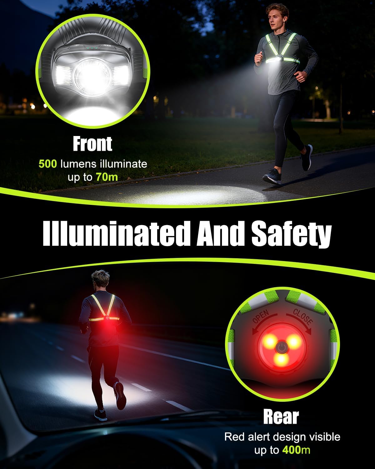 Thumbnail 1 de Babacom Running Lights 500LM chest light with vest