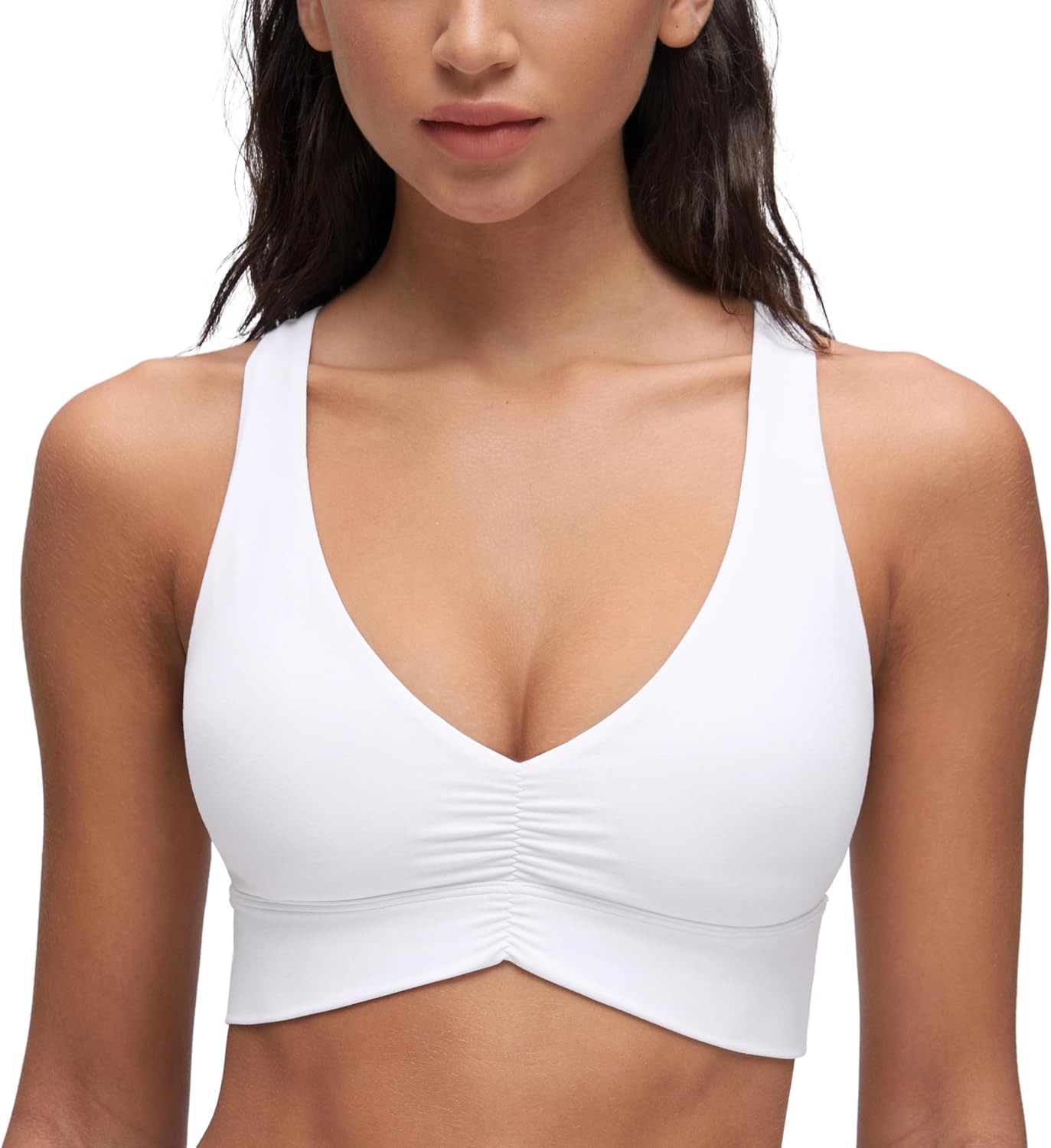 Thumbnail 6 de CRZ YOGA Butterluxe froncé : soutien-gorge de sport col en V à coussinets amovibles pour le yoga