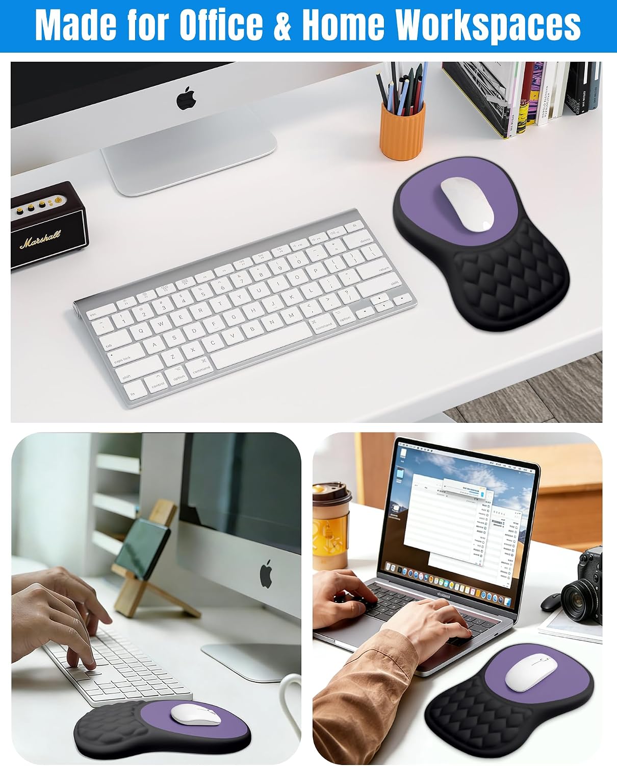 Detalle 2 de PVIPCZ Ergonomic Mouse Pad with Sloped Memory Foam Wrist Rest, Lycra Surface