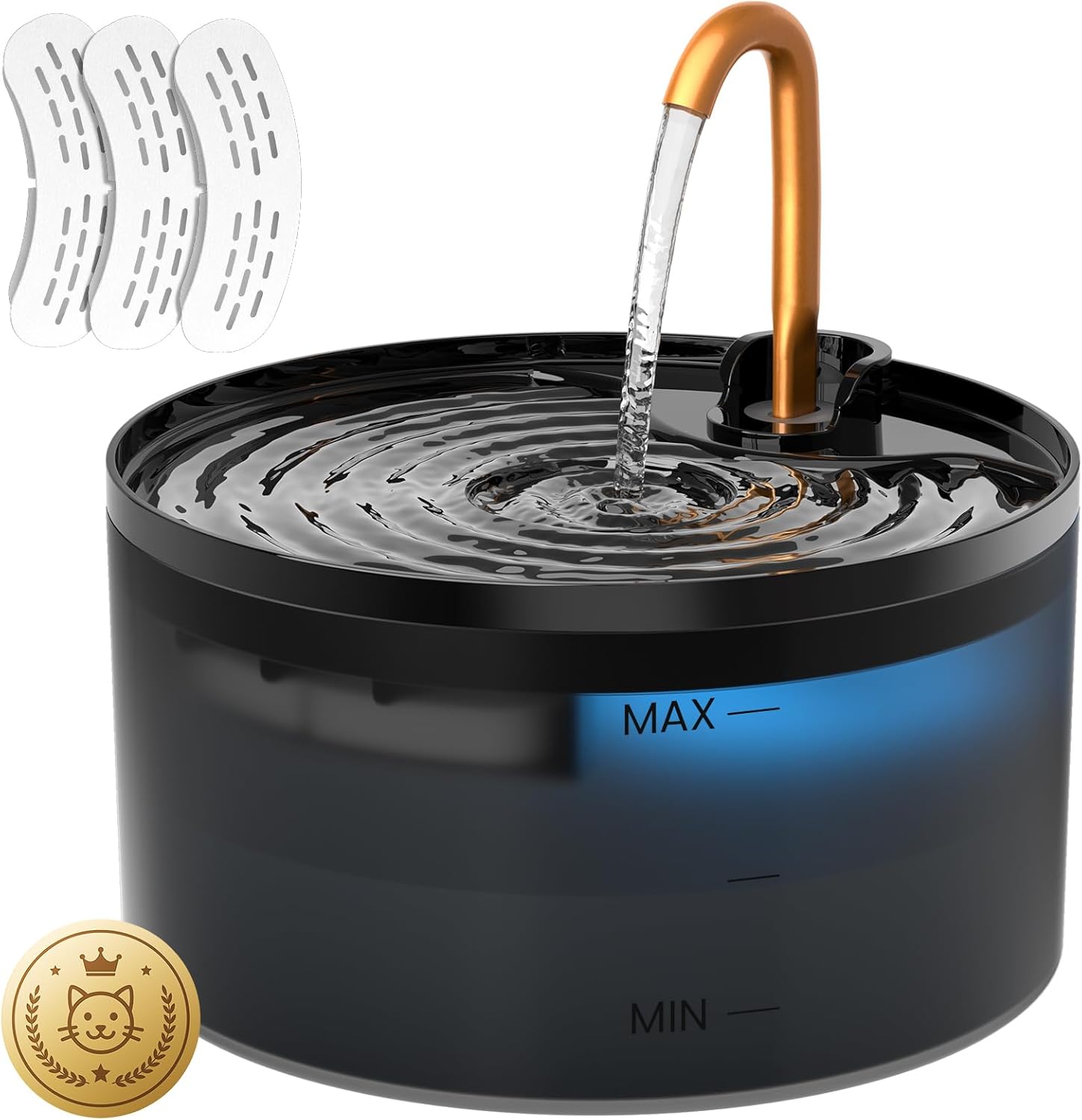Detalle de DOOOB Cat Water Fountain (2.1L) – Quiet, Durable Copper Faucet Pet Fountain