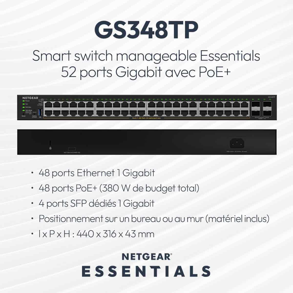 Detalle 2 de NETGEAR S350 GS348TPv2 Switch PoE+ 52 ports
