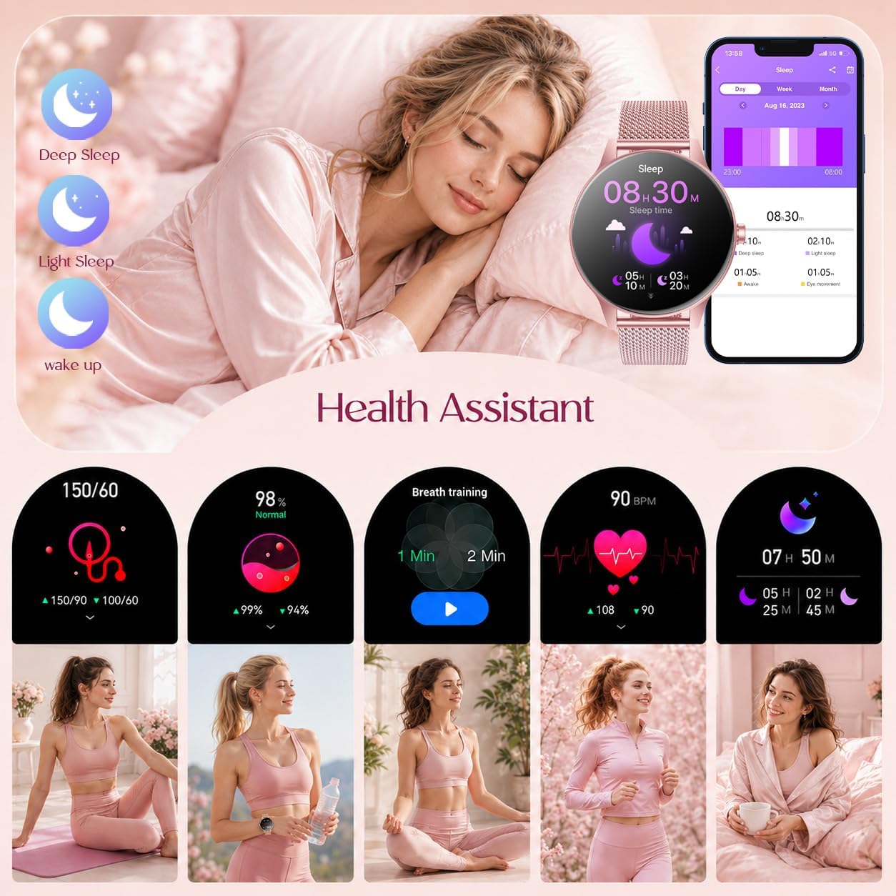 Thumbnail 2 de Smart Watch Fitness Tracker Women: 1.27'' HD Screen, Calls & 114 Sport Modes