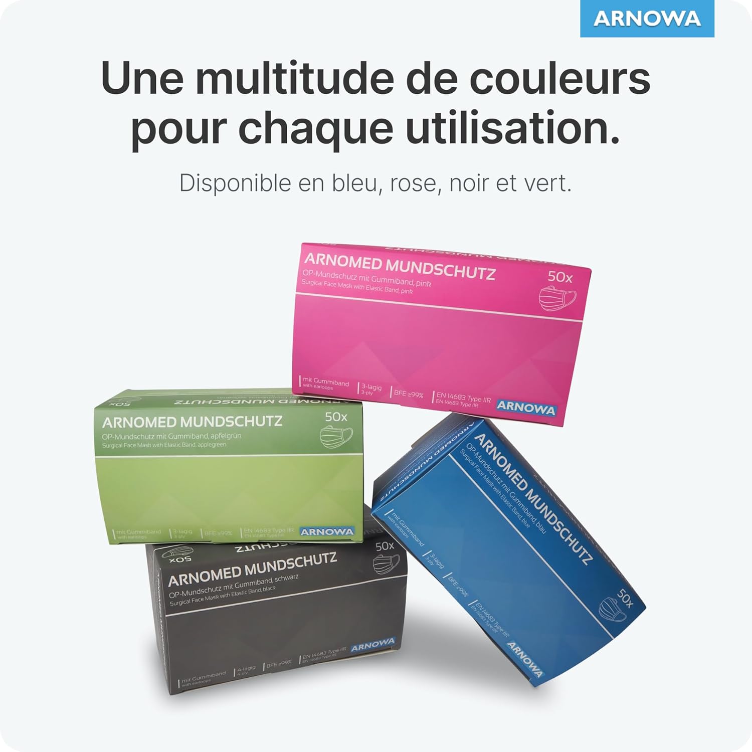 Thumbnail 6 de ARNOMED masques médicaux chirurgicaux type IIR EN 14683 (50 pièces) – bleus