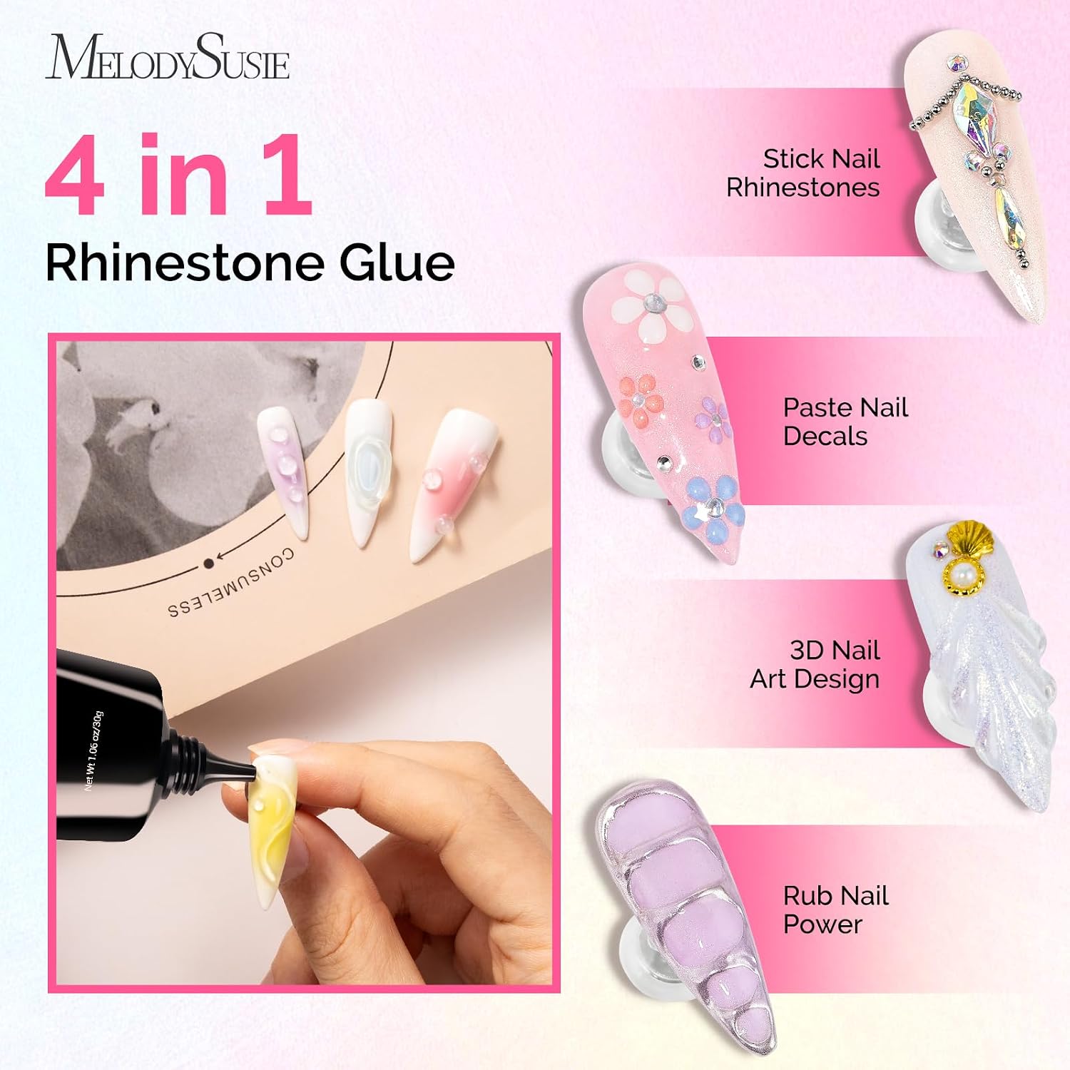 Detalle 2 de MelodySusie Nail Art Glue Gel 60g