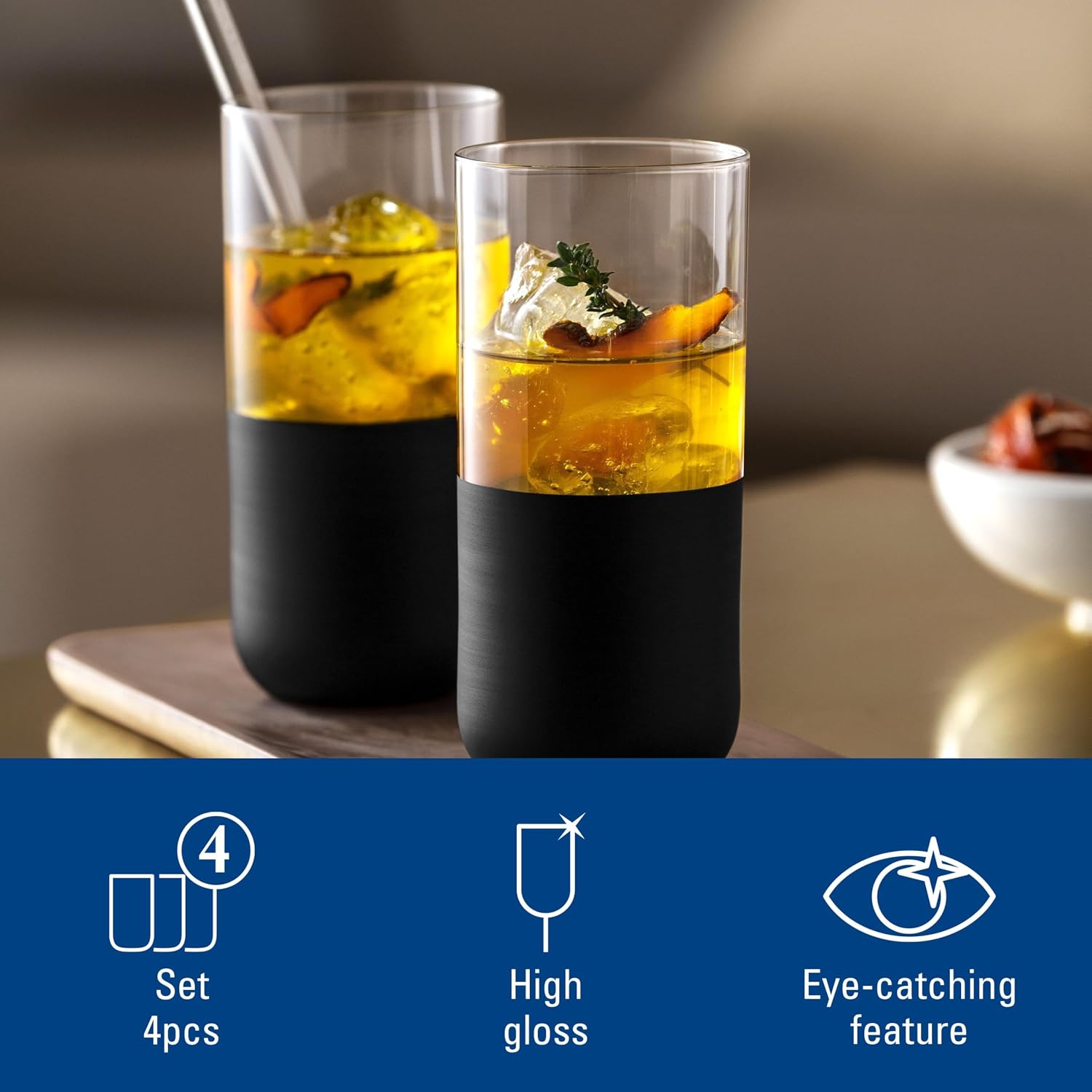 Thumbnail 4 de Villeroy & Boch Manufacture Rock longdrinkglazen, 300 ml, set van 4