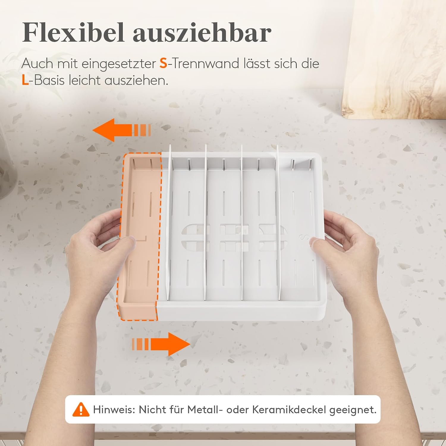 Detalle 2 de Lifewit Deckelhalter erweiterbar 25–44 cm – Deckel-Organizer mit 8 verstellbaren Trennwänden, weiß