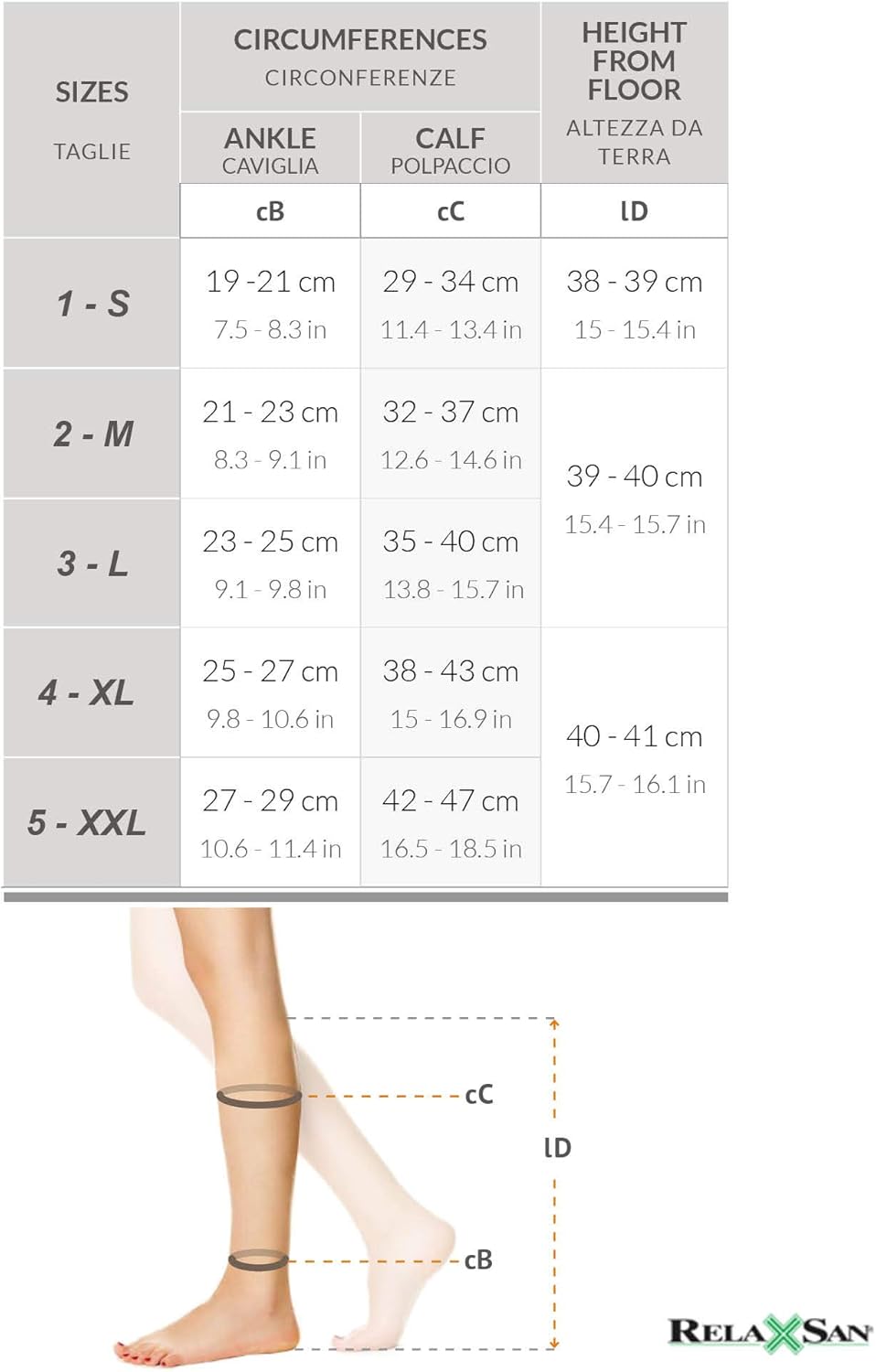 Thumbnail 1 de Relaxsan M2050A Gambaletti cotone classe 2 – compressione graduata K2, punta aperta
