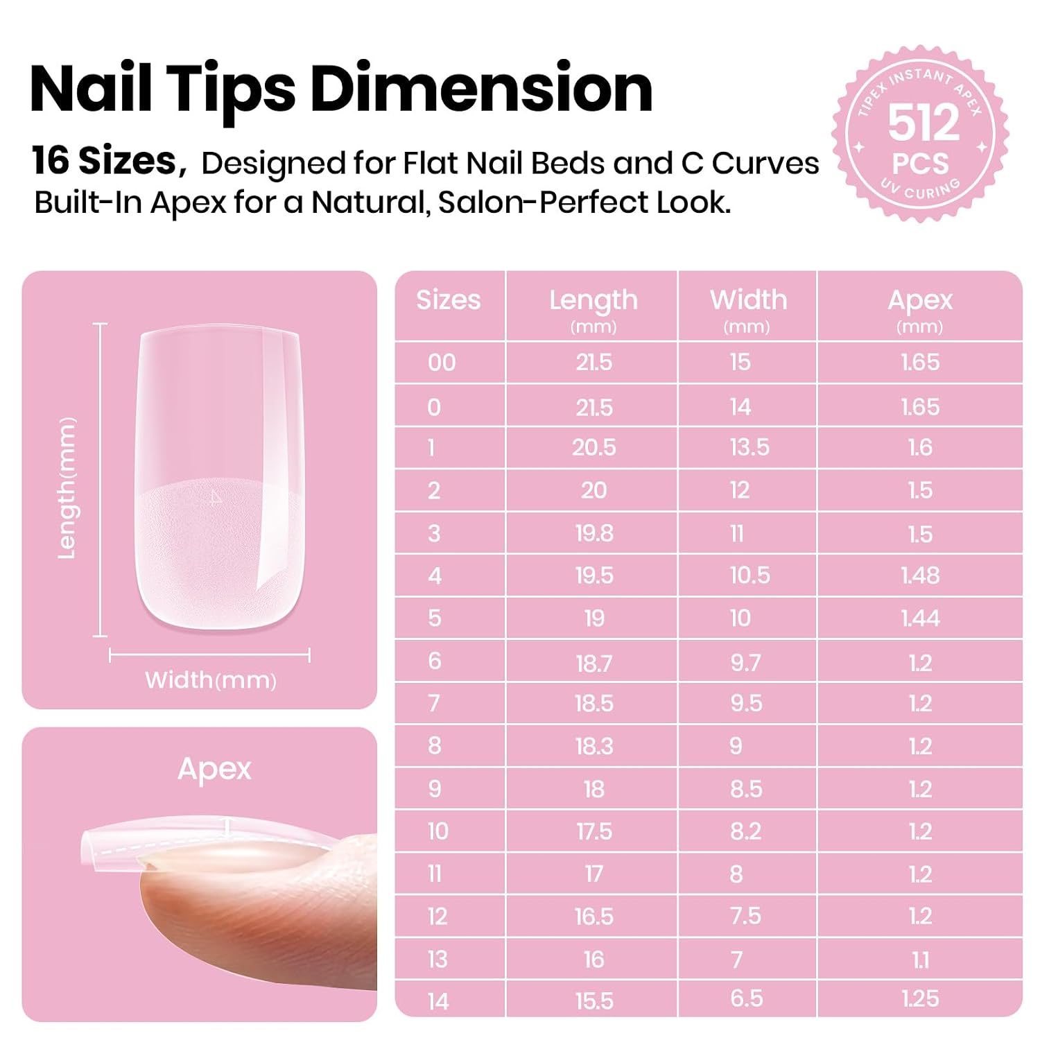 Thumbnail 5 de Beetles Tipex Lite Apex Nail Tips 512pcs