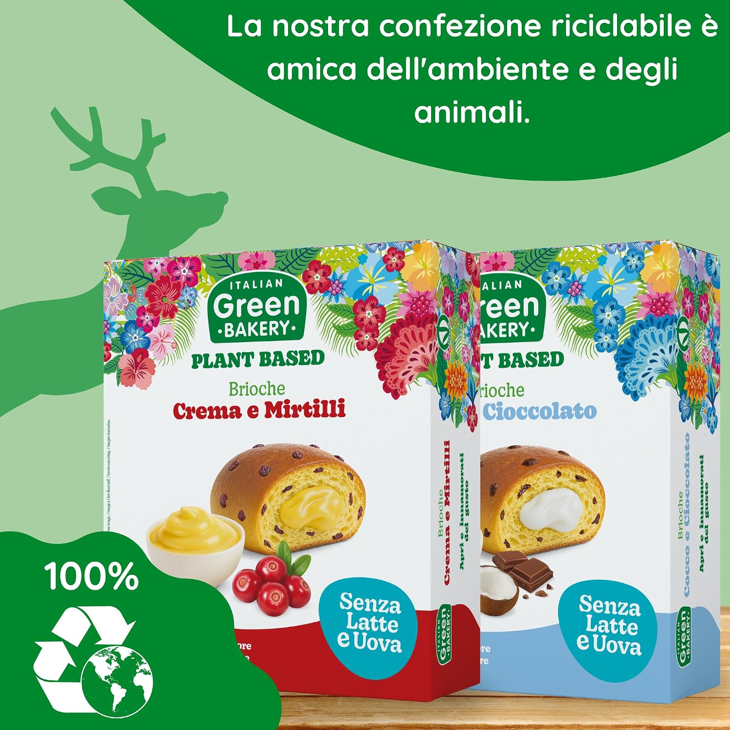 Thumbnail 4 de Brioche Vegane 2 Gusti con Crema e Mirtilli e Cocco e Cioccolato – Vegan With Love, 45g x 24pz (6 Confezioni)